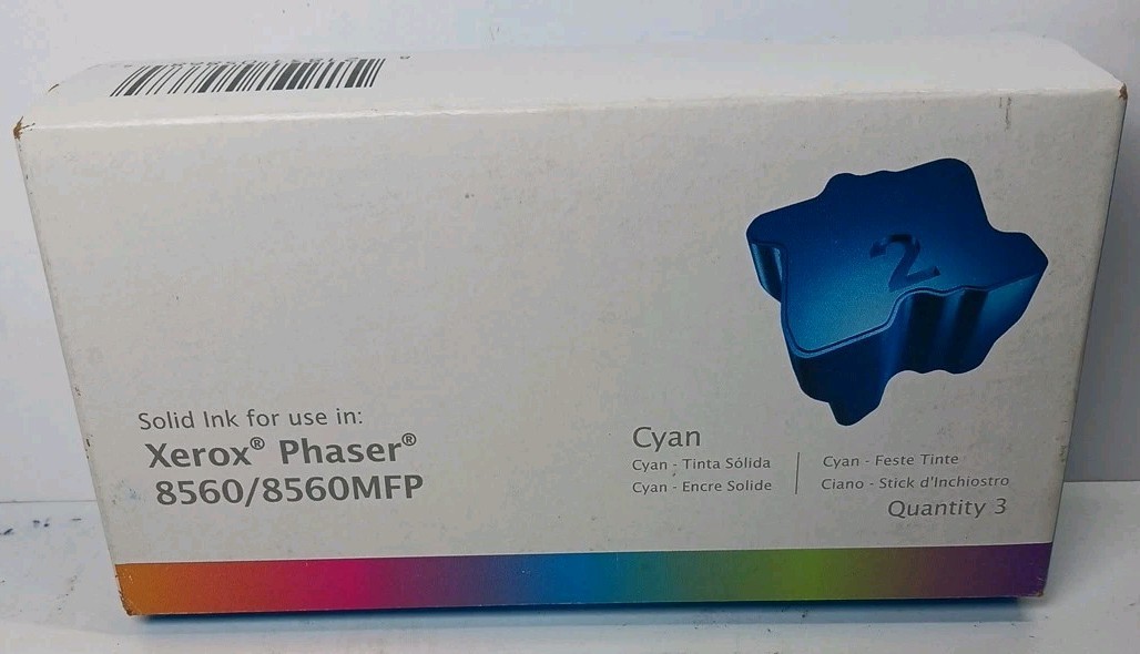 Premium Xerox Phaser 8560 8560MFP Cyan Solid Ink 3 Sticks  New Sealed