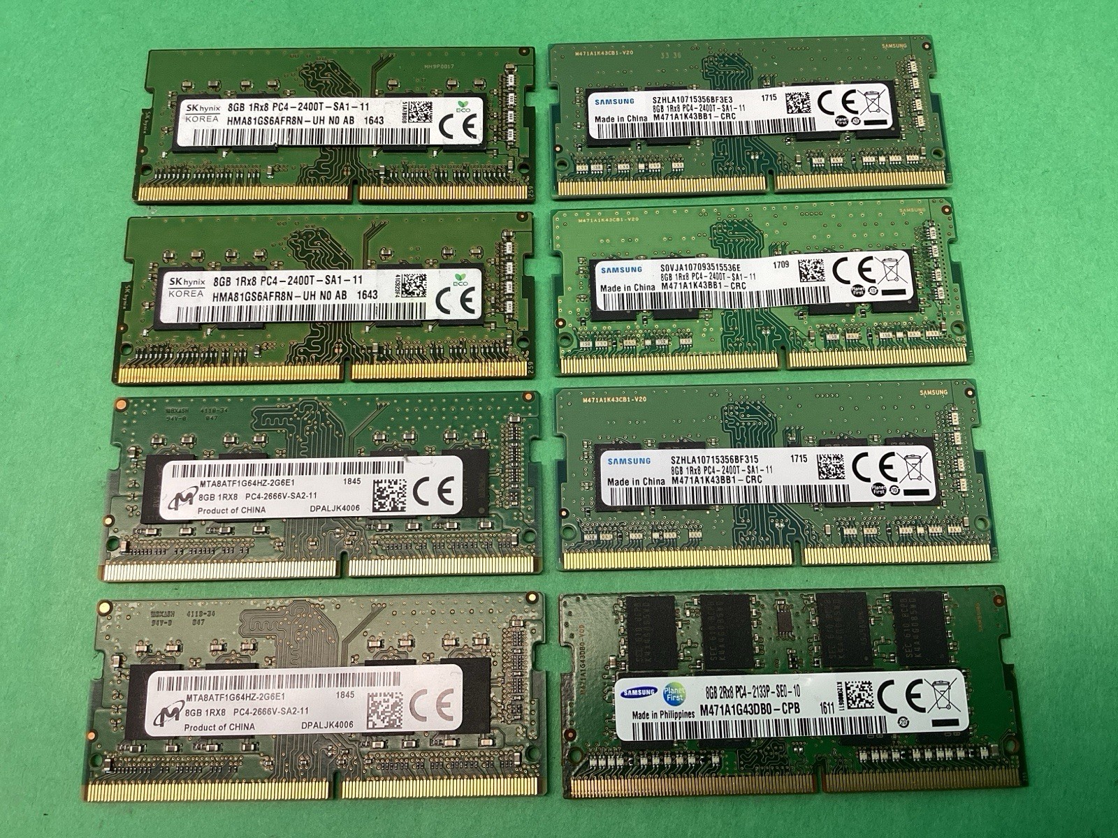 x8 Various Samsung Micron SK Hynix 8GB DDR4 Laptop RAM TESTED WORKING - LOT OF 8