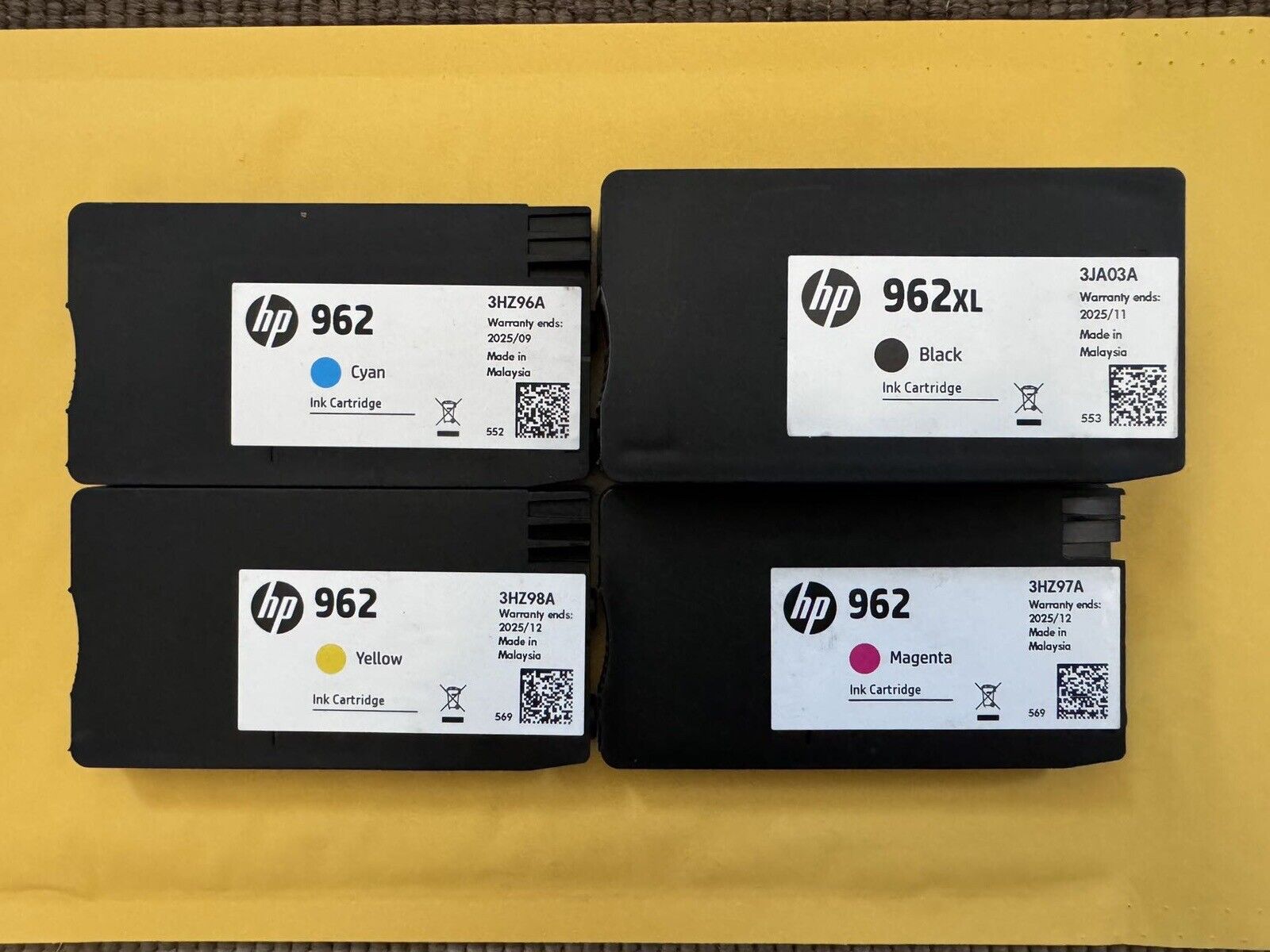 New Genuine HP 962XL 962 Black Color 4PK Ink Cartridges No Box 2024/2025