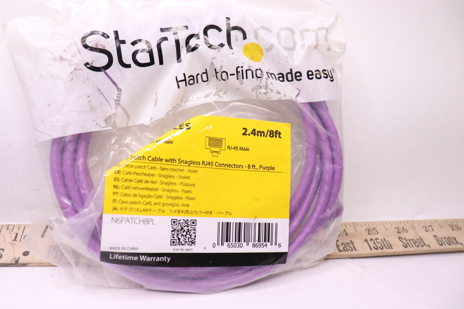 StarTech.com Cat6 Snagless Ethernet Cable UTP Purple 8-ft. N6PATCH8PL