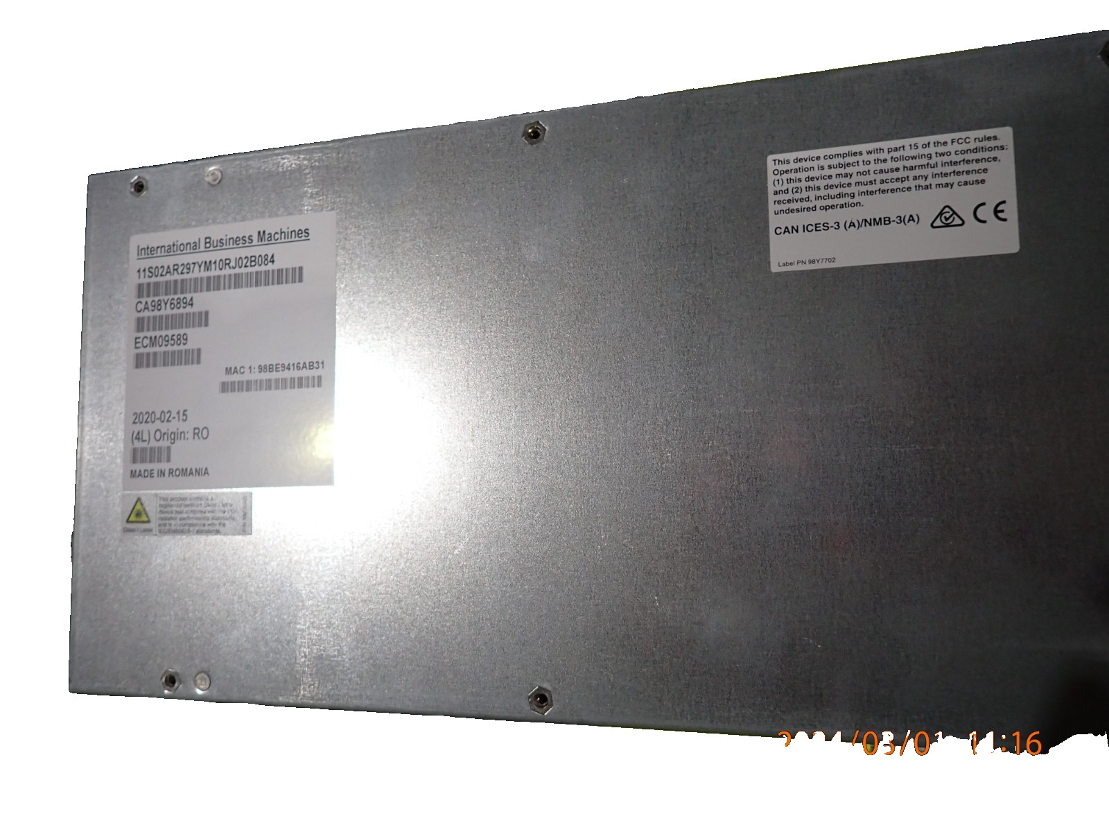 IBM 02AR297, CA98Y689 16Gb 4 port LW FCP/FICON Fibre Channel Controller .Adapter