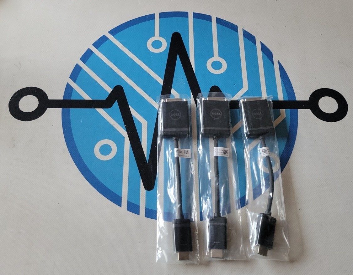 Lot of 3 OEM Dell 0G8M3C HDMI to DVI Display Cable Adapter HDMI Male DVI Female