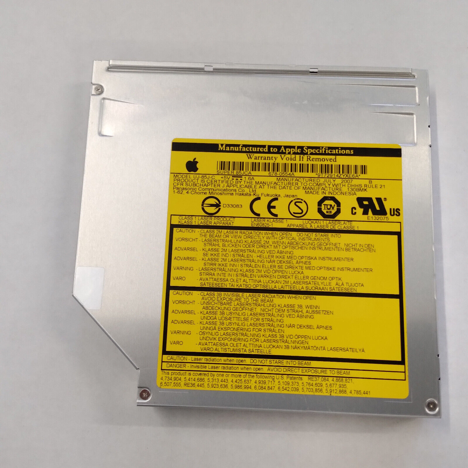Genuine Apple Panasonic UJ-85J-C CD-RW DVD-ROM IDE Drive + Bezel 678-0554A