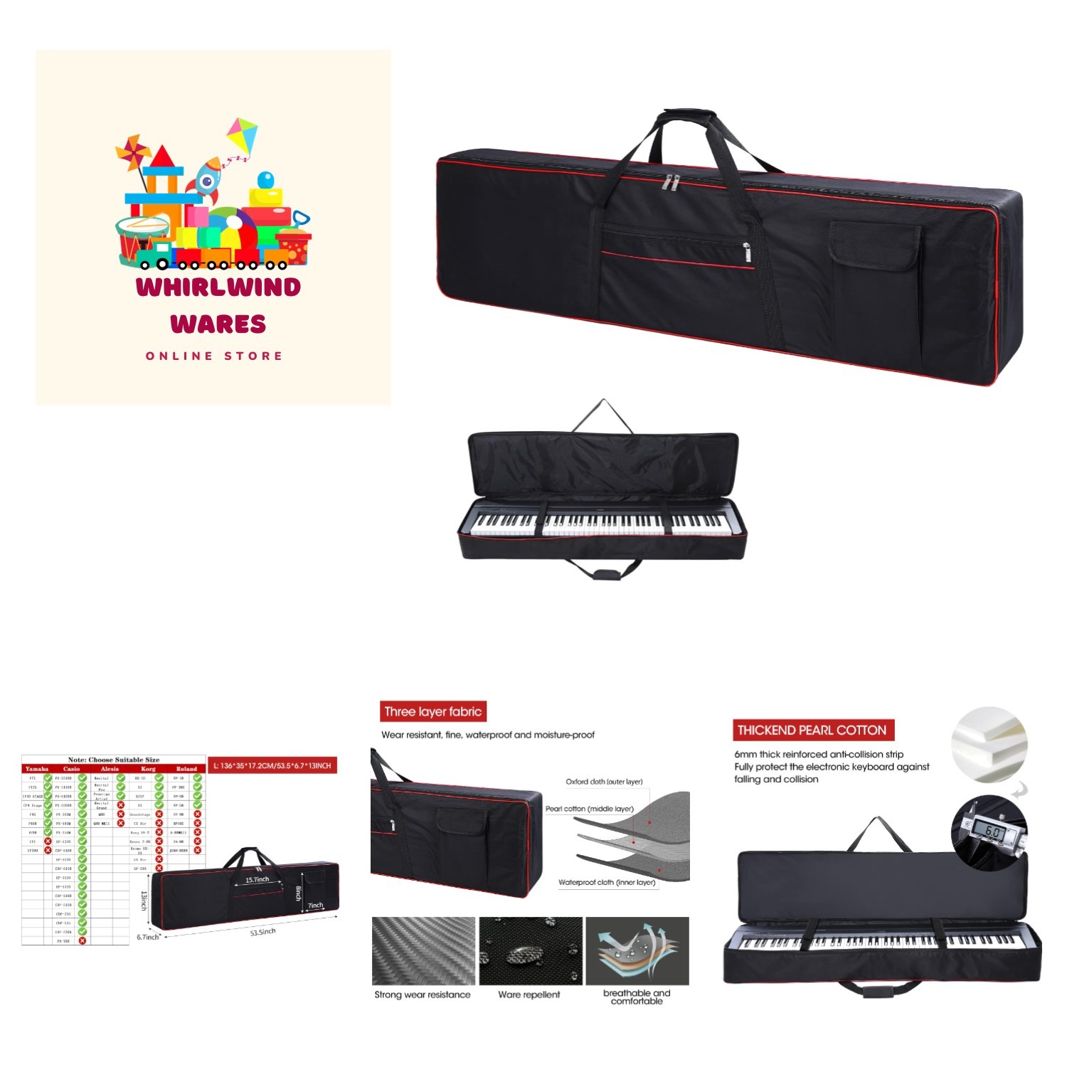 88-Key Soft Padded Gig Bag - Waterproof Oxford Piano Case with Backpack Straps