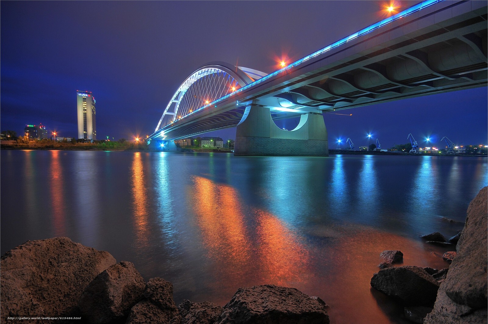 Landscape architecture bratislava slovakia bridge night Custom Gaming Mat Desk