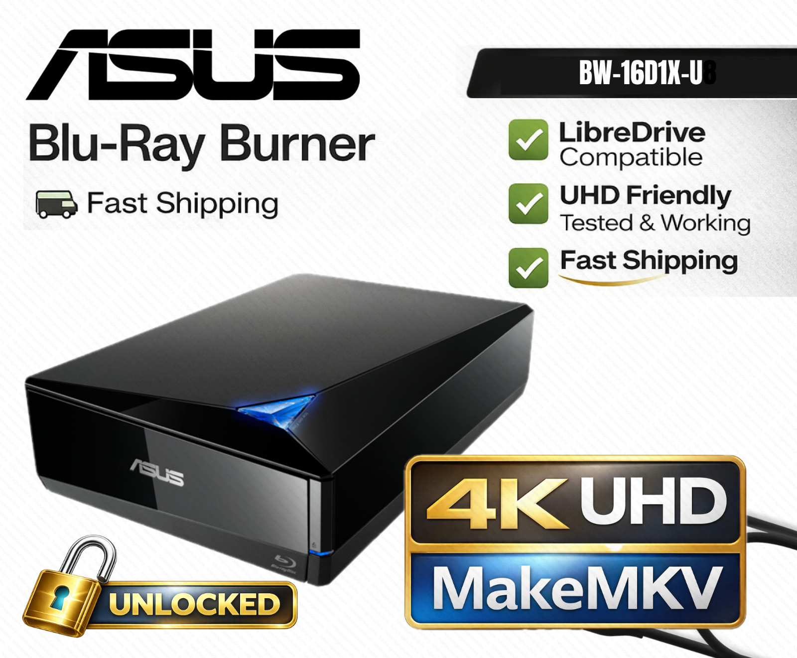 ASUS External Blu-ray writer 4k UHD Ready Firmware MakeMKV BW-16D1X-U