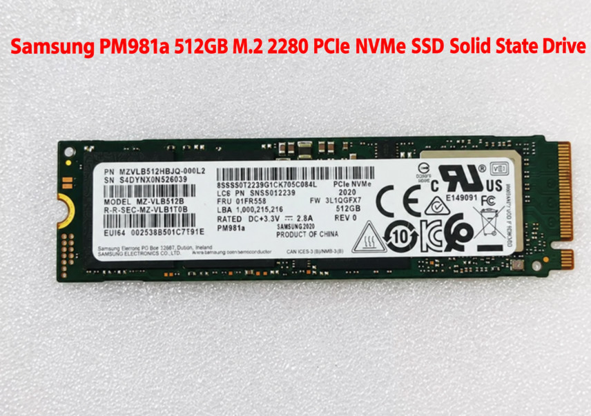 Samsung PM981a 512GB/1TB M.2 2280 PCIe 3.0 x4 NVMe SSD Solid State Drive
