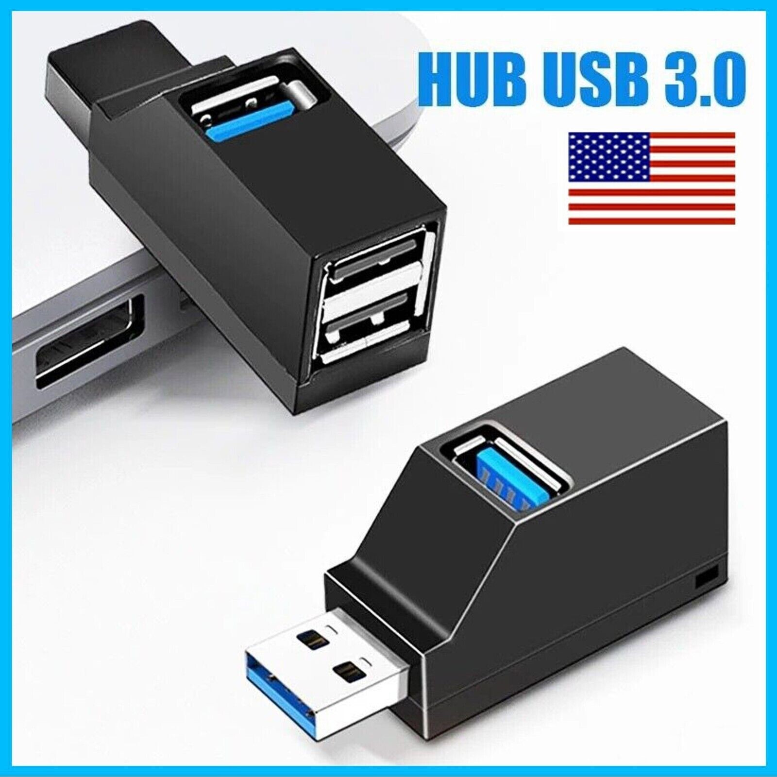 USB 3.0 Hub 3-Port Adapter Charger Data Slim Super Speed PC Mac Laptop Desktop
