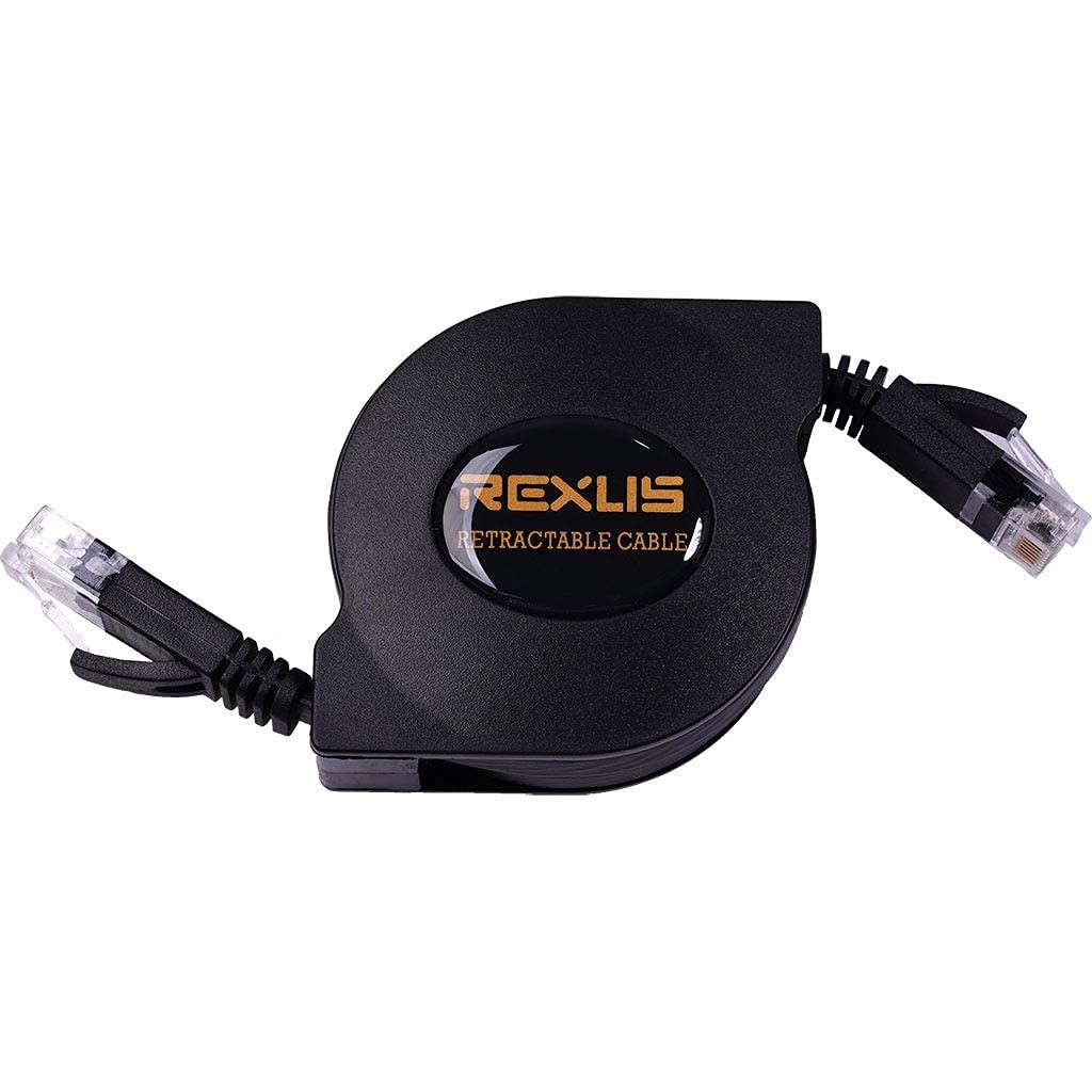 Retractable Cat 6 Flat Ethernet Network Cable 6.6 FT, 10 Gigabit High Speed L...