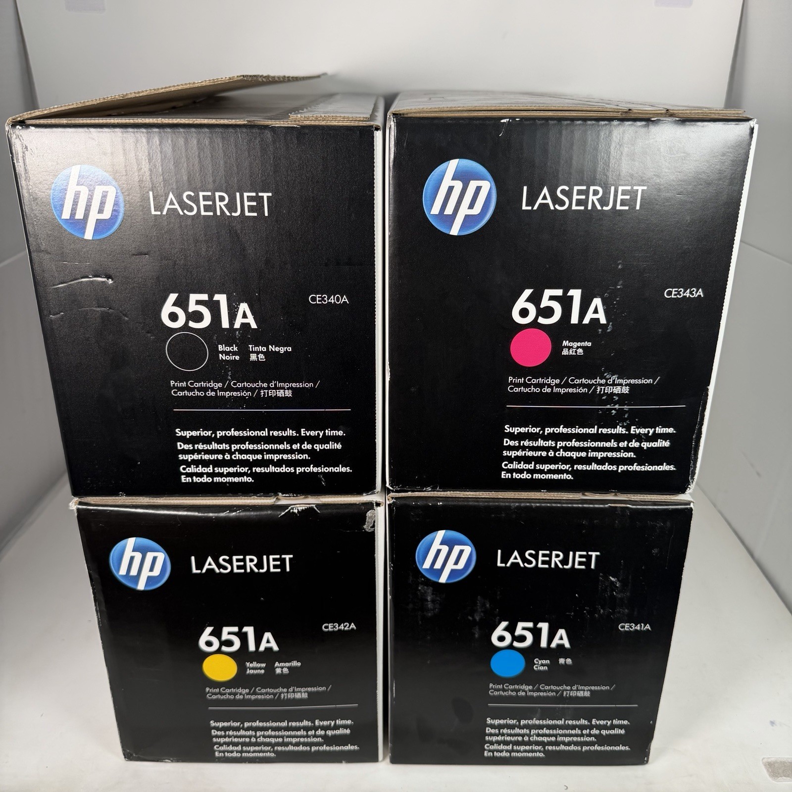 HP 651A Toner Cartridge CMYK Set (4) CE340A CE341A CE342A CE343A NEW 1 Open