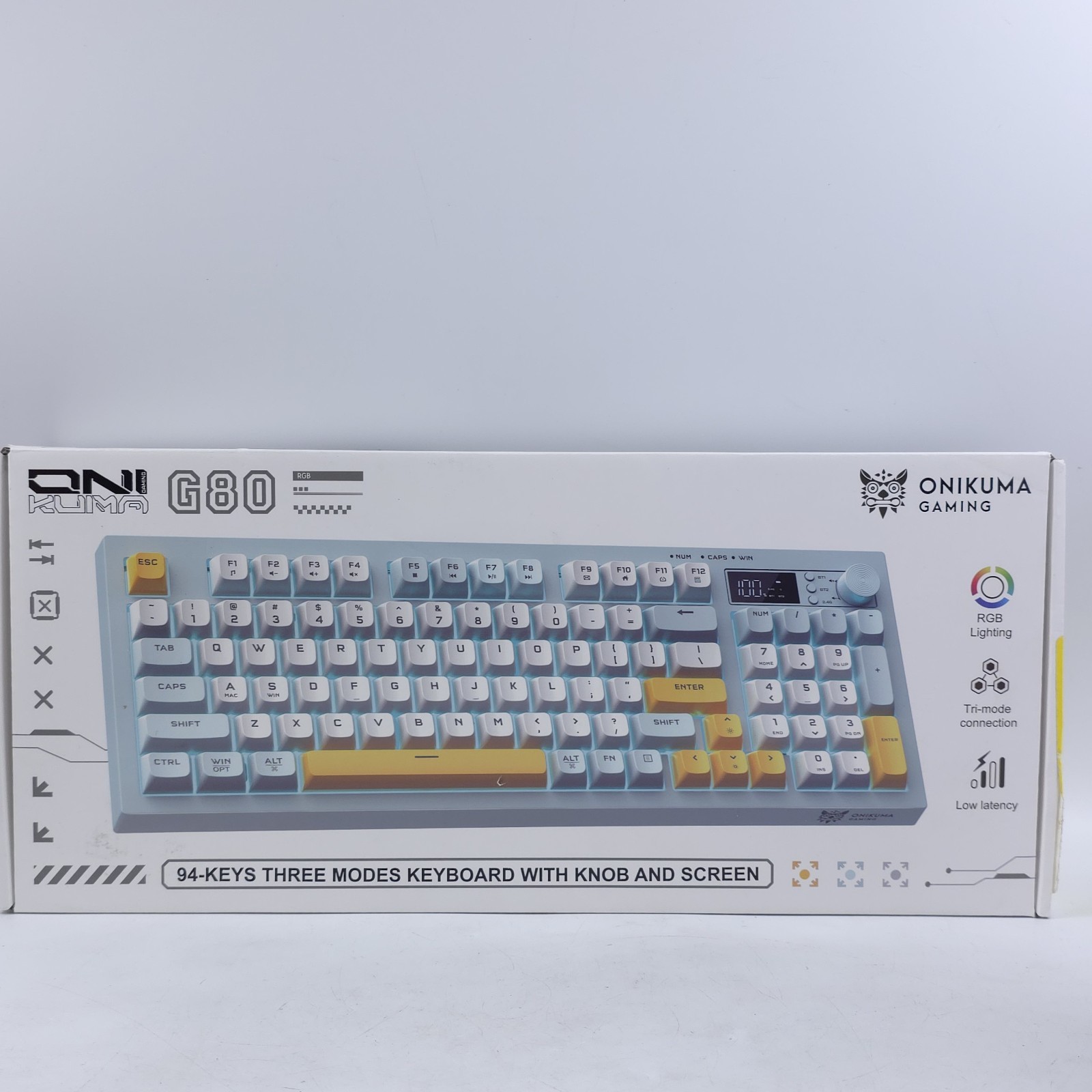 Onikuma G80 94 Keys Three Modes With Knob And Screen Gaming Keyboard Low Latency
