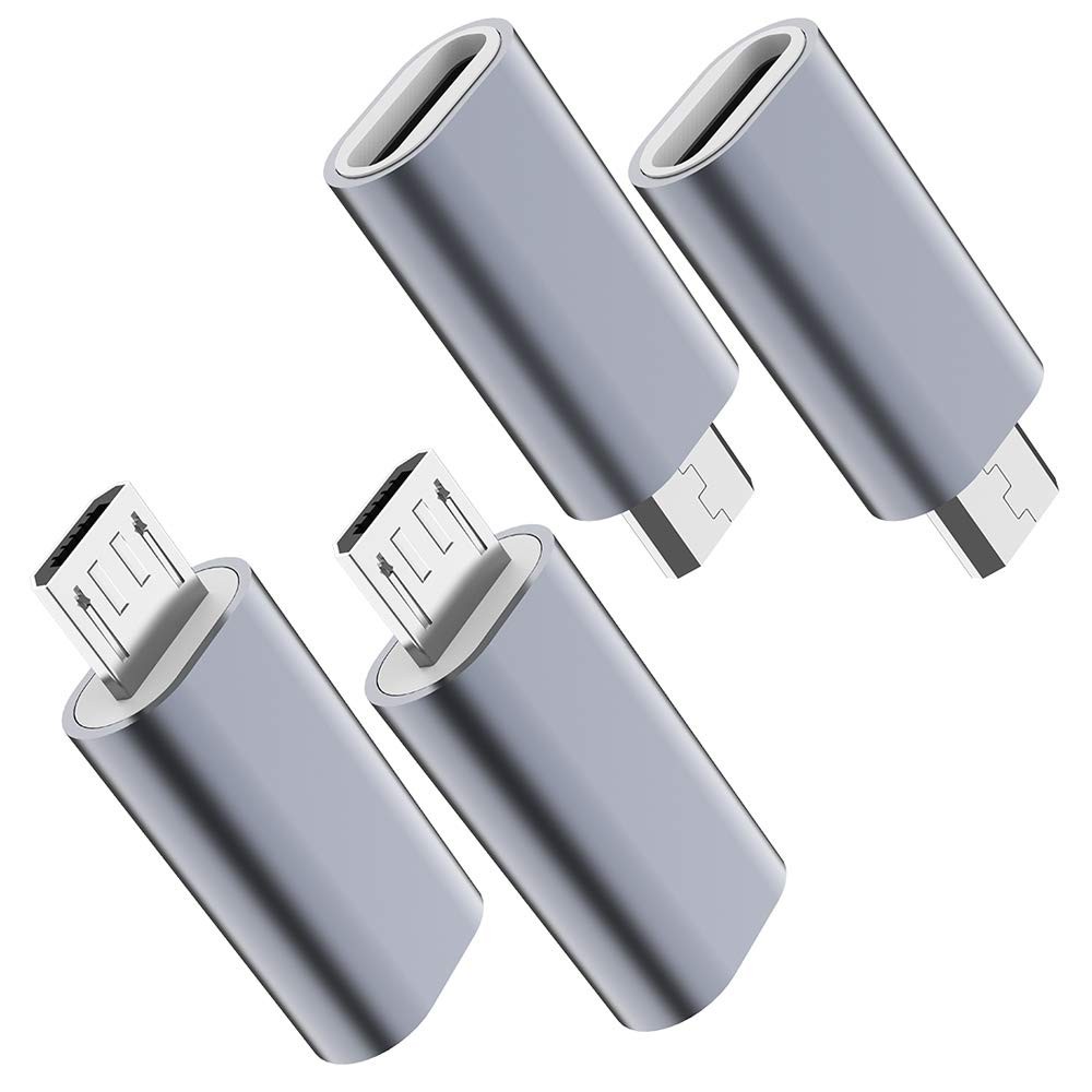 JXMOX USB C Female to Micro USB Male Adapter 4-Pack - Charging & Data Sync