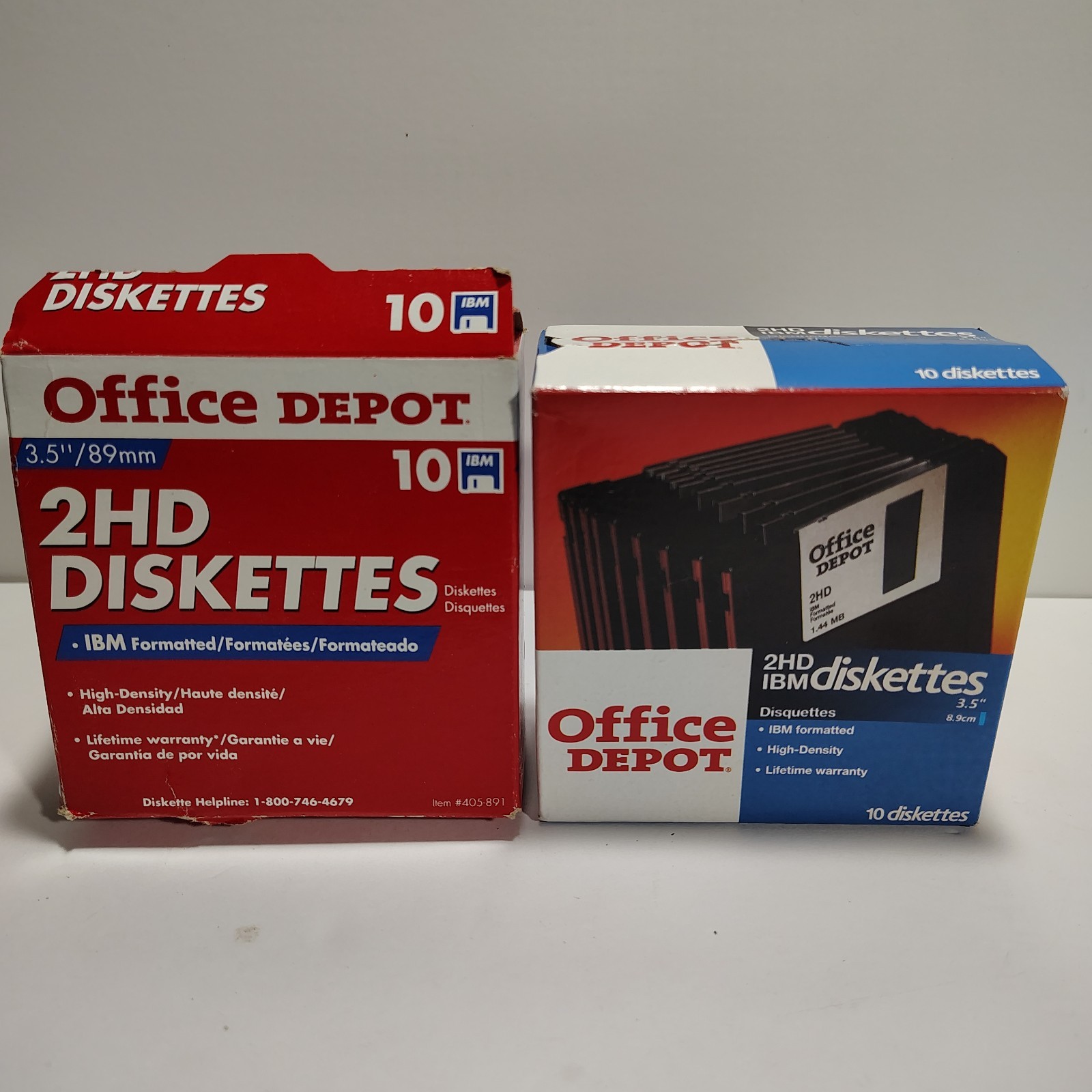 Lot of 2 Office Depot 3.5" 2HD Floppy Diskettes 1.44MB – 20 Disks Total (Open...