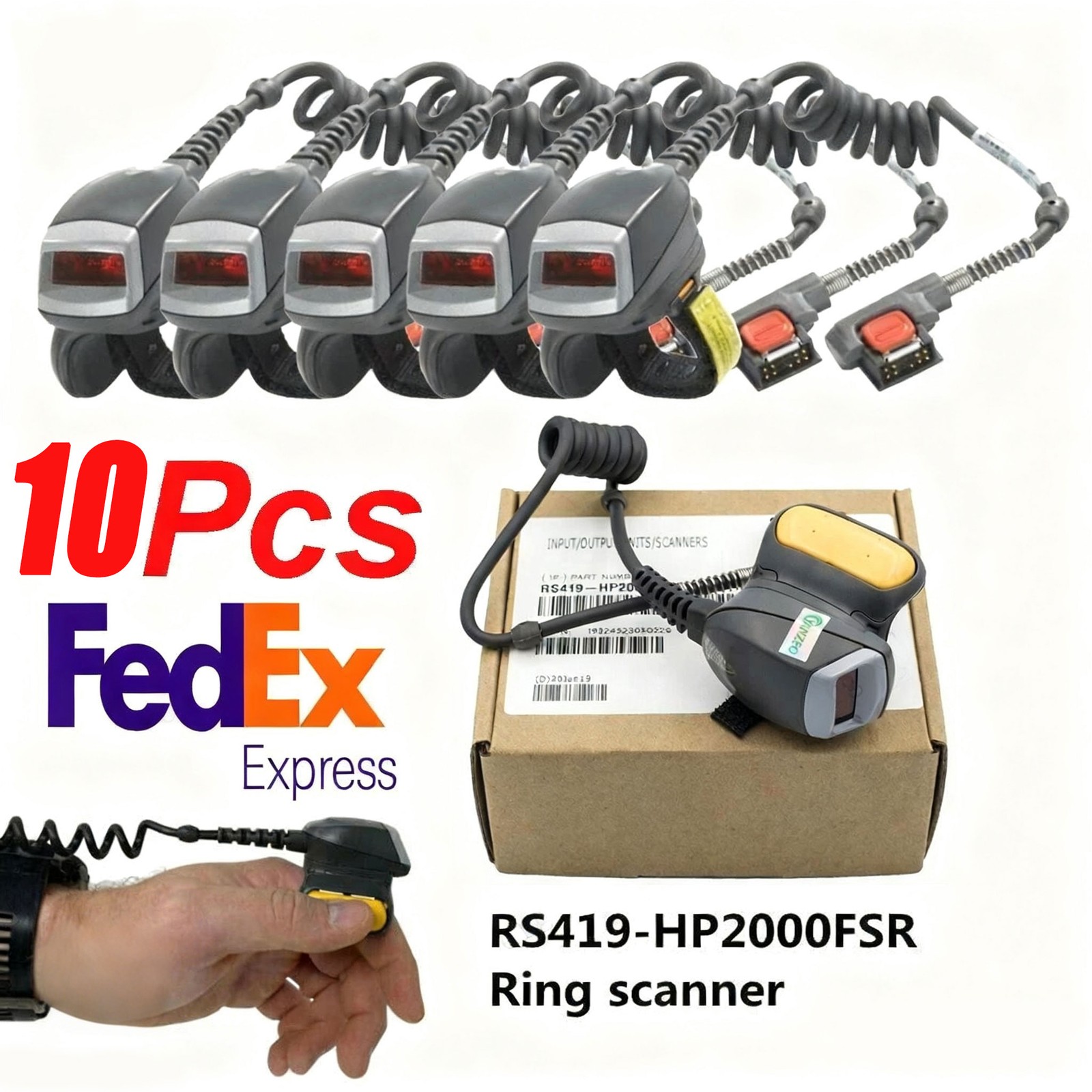 10PACK Symbol Motorola RS419 RS419-HP2000FSR Ring Barcode Scanner for WT41N0