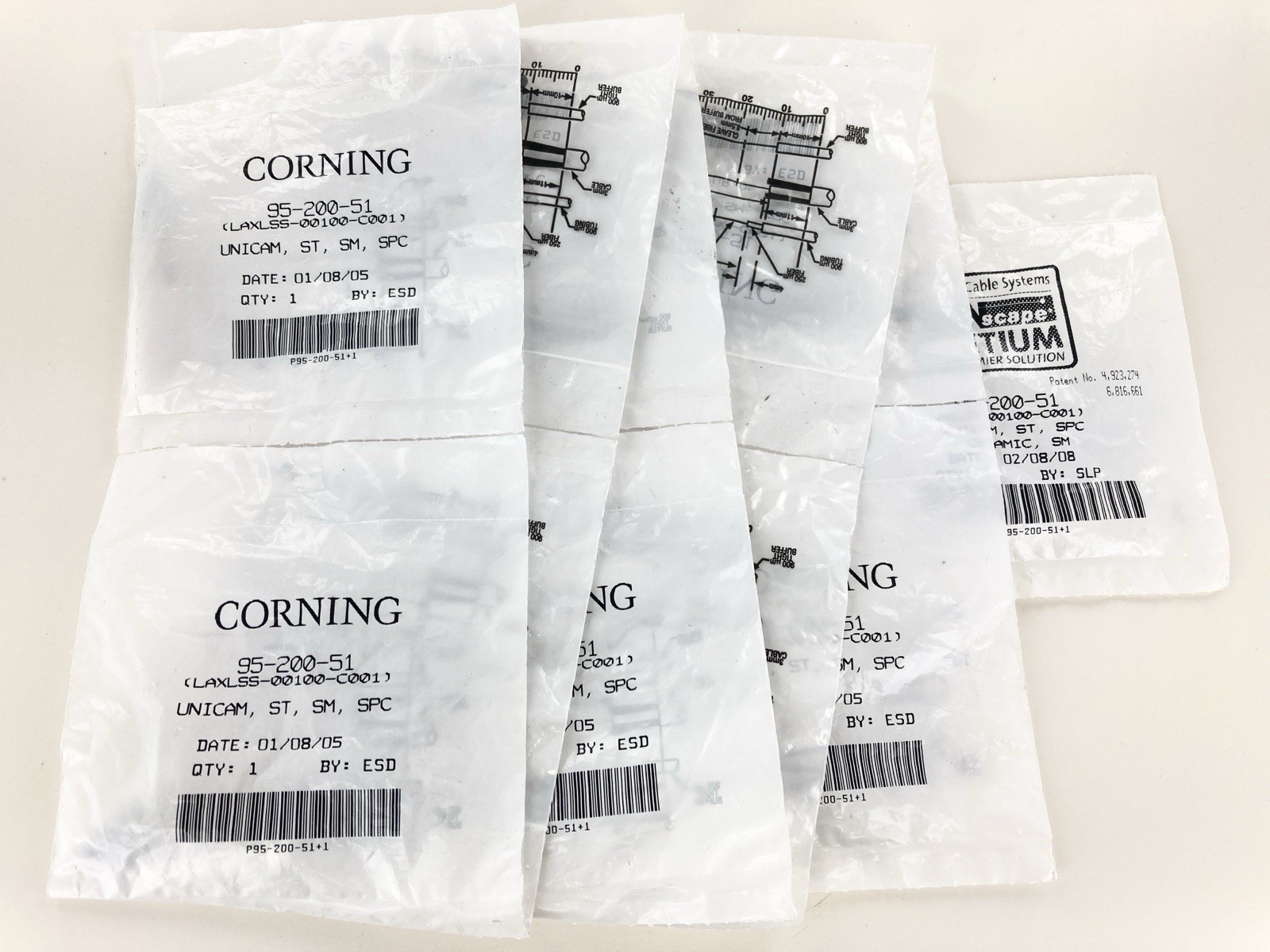 **NOS** (LOT OF 11) Corning 95-200-51 Unicam Connector Pretium ST SM OS2