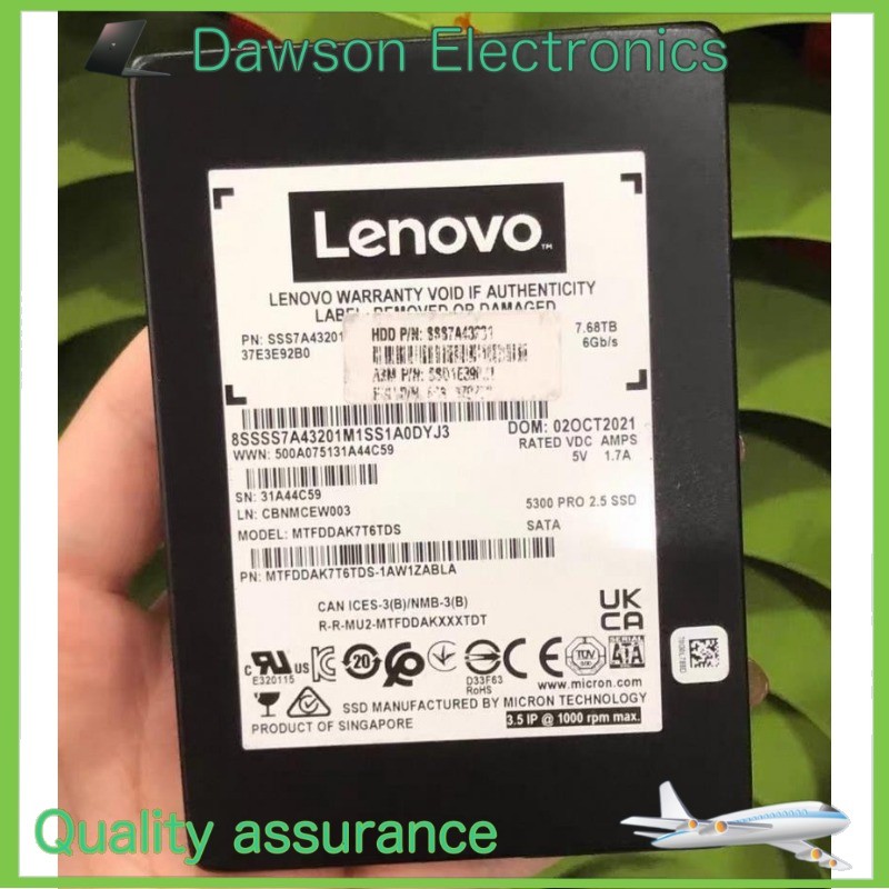 Used Micron Lenovo 5300 PRO 7.68TB 2.5" SATA 6Gb/s SSD MTFDDAK7T6TDS-1AW1ZABLA