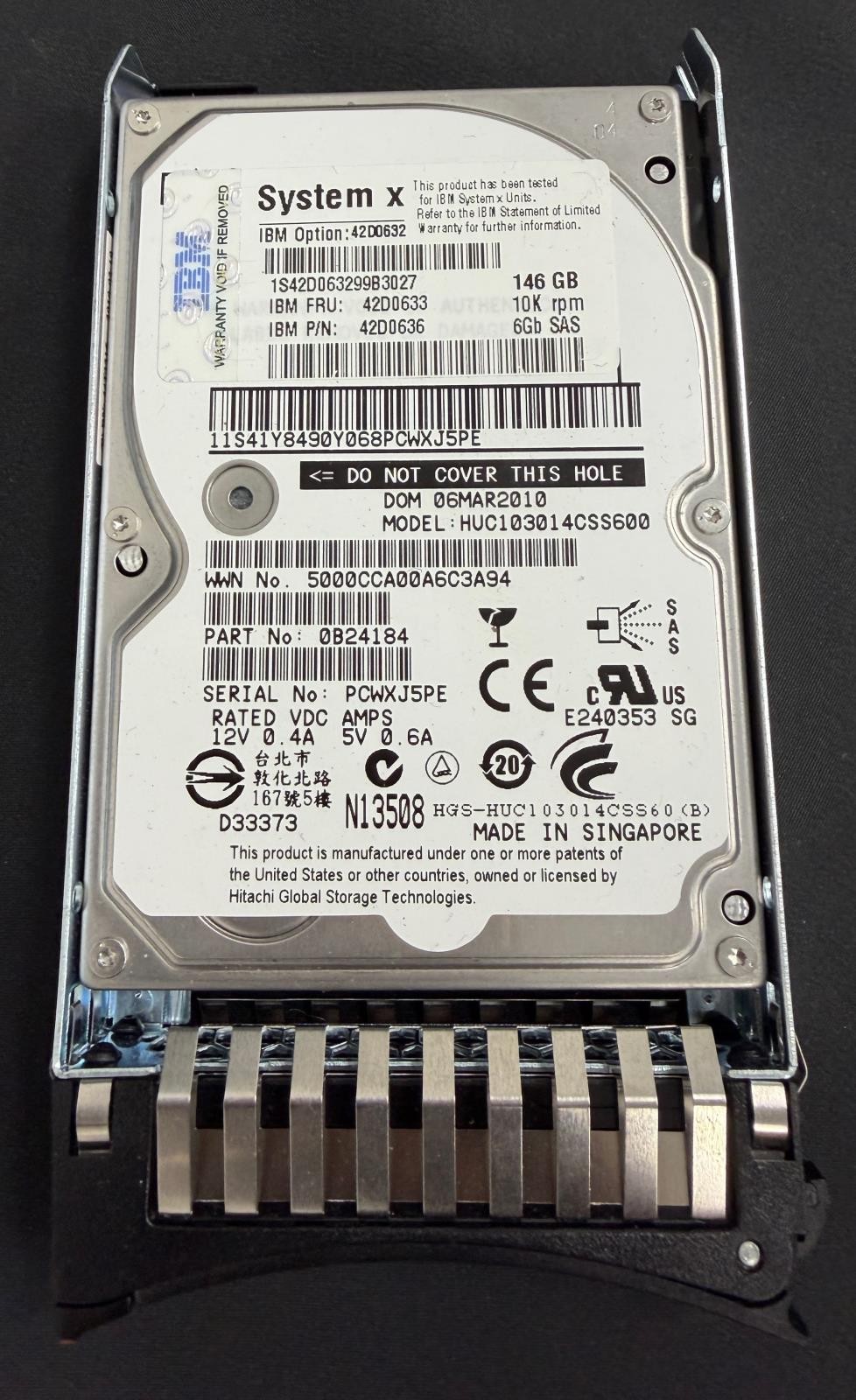 Lot of 2 IBM 146GB 10K 2.5" SAS 6G HDD HUC103014CSS600 FRU 42D0633 90%+ Health