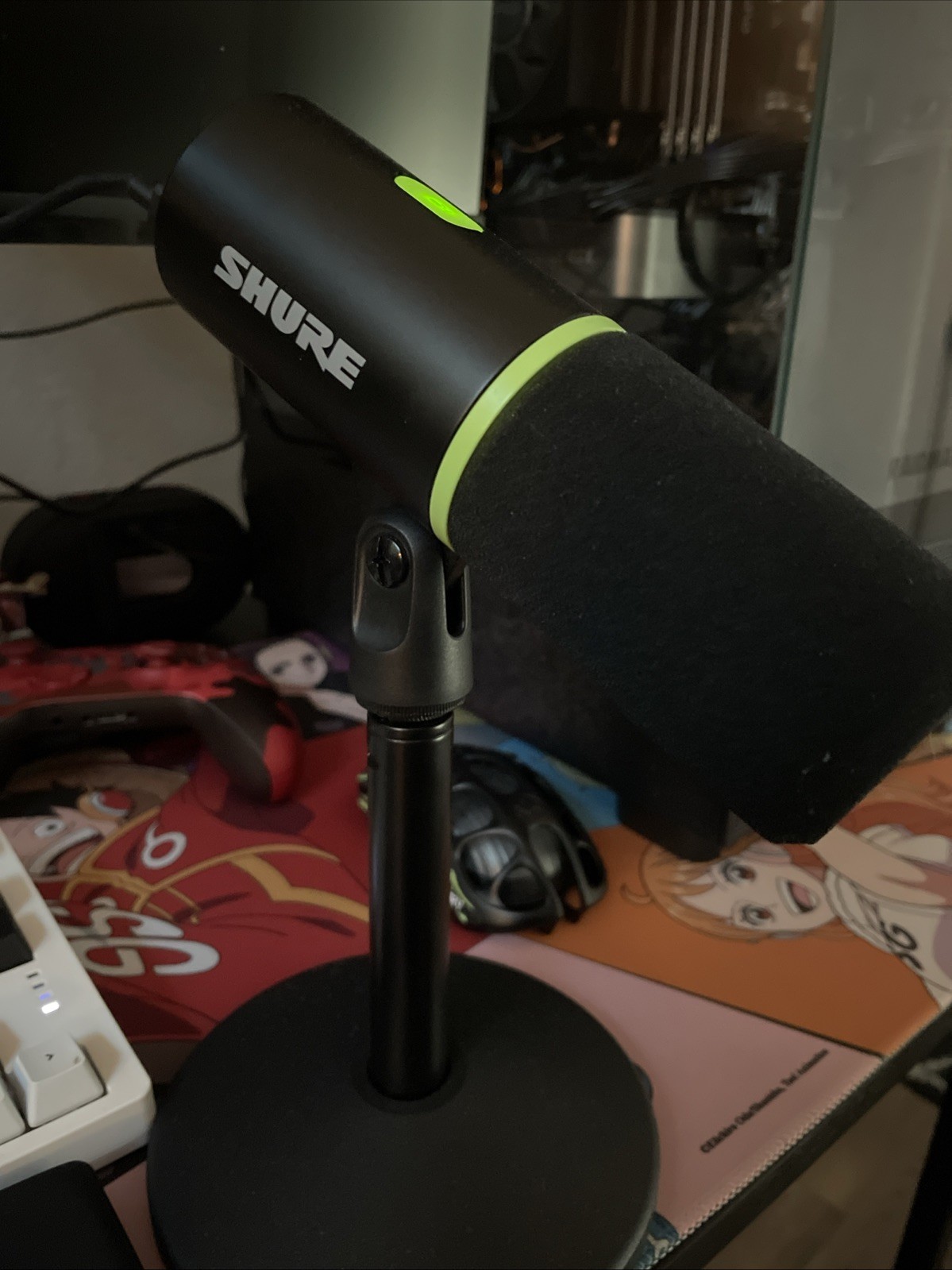 Shure MV6 Microphone with Stand Green and Black Works Great