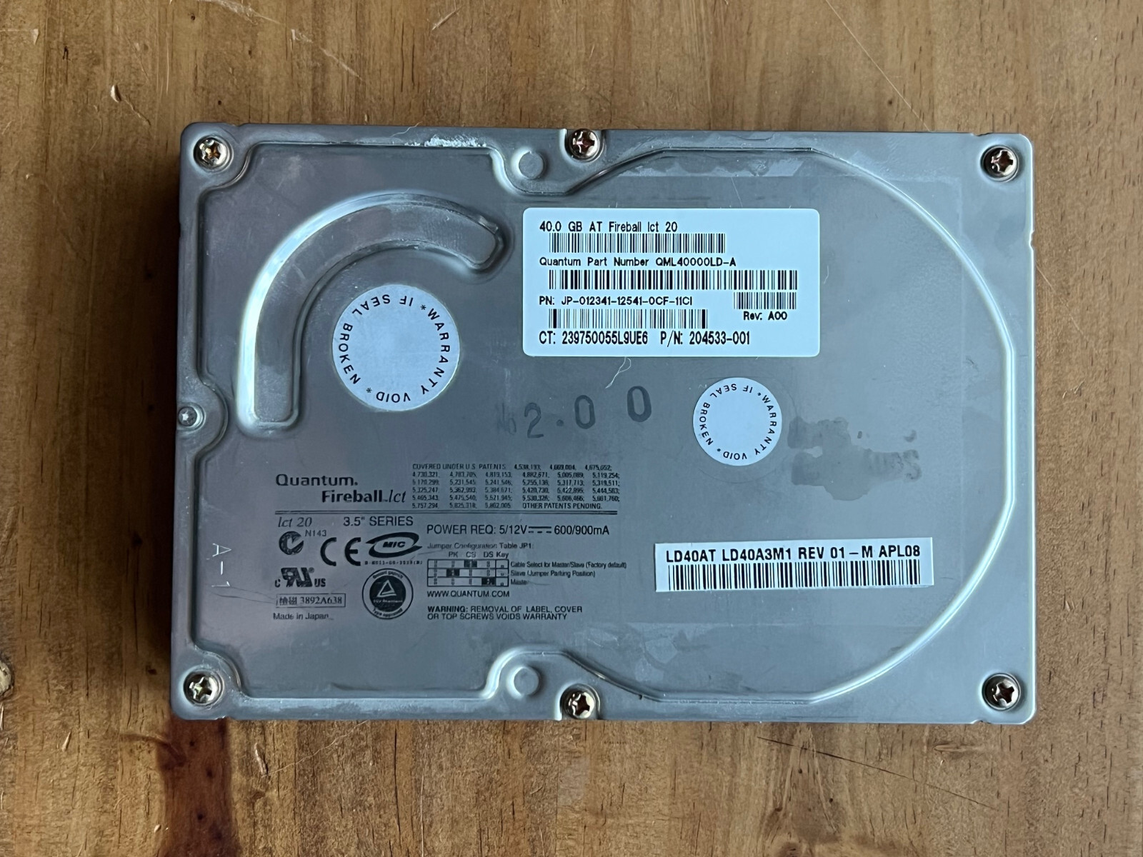 Quantum Fireball 40.0 GB AT IDE 3.5 Hard Drive QML40000LD-A - HDD - 204533-001