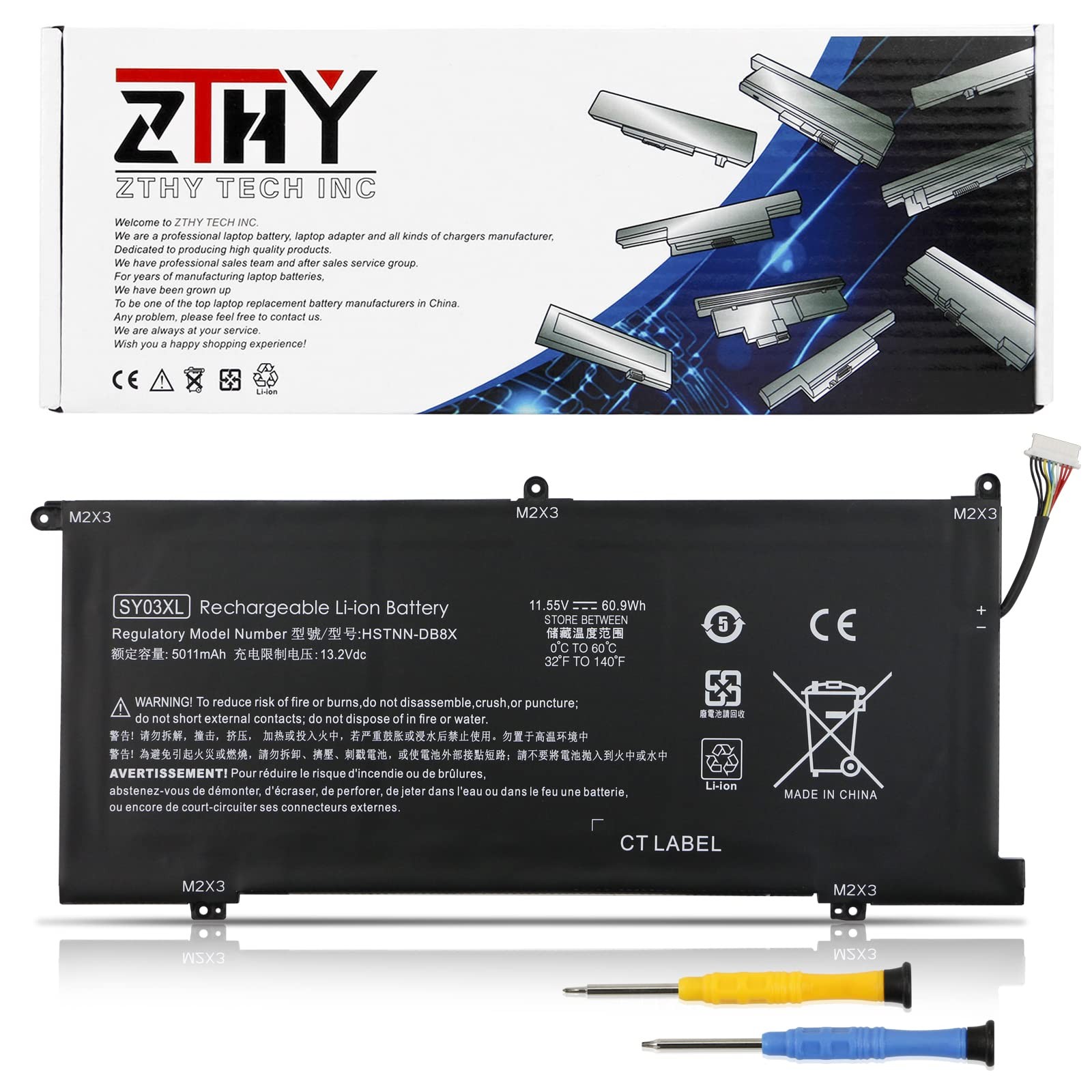 ZTHY SY03XL Laptop Battery for HP Chromebook X360 14 G1 14-DA 15-DE 60.9Wh