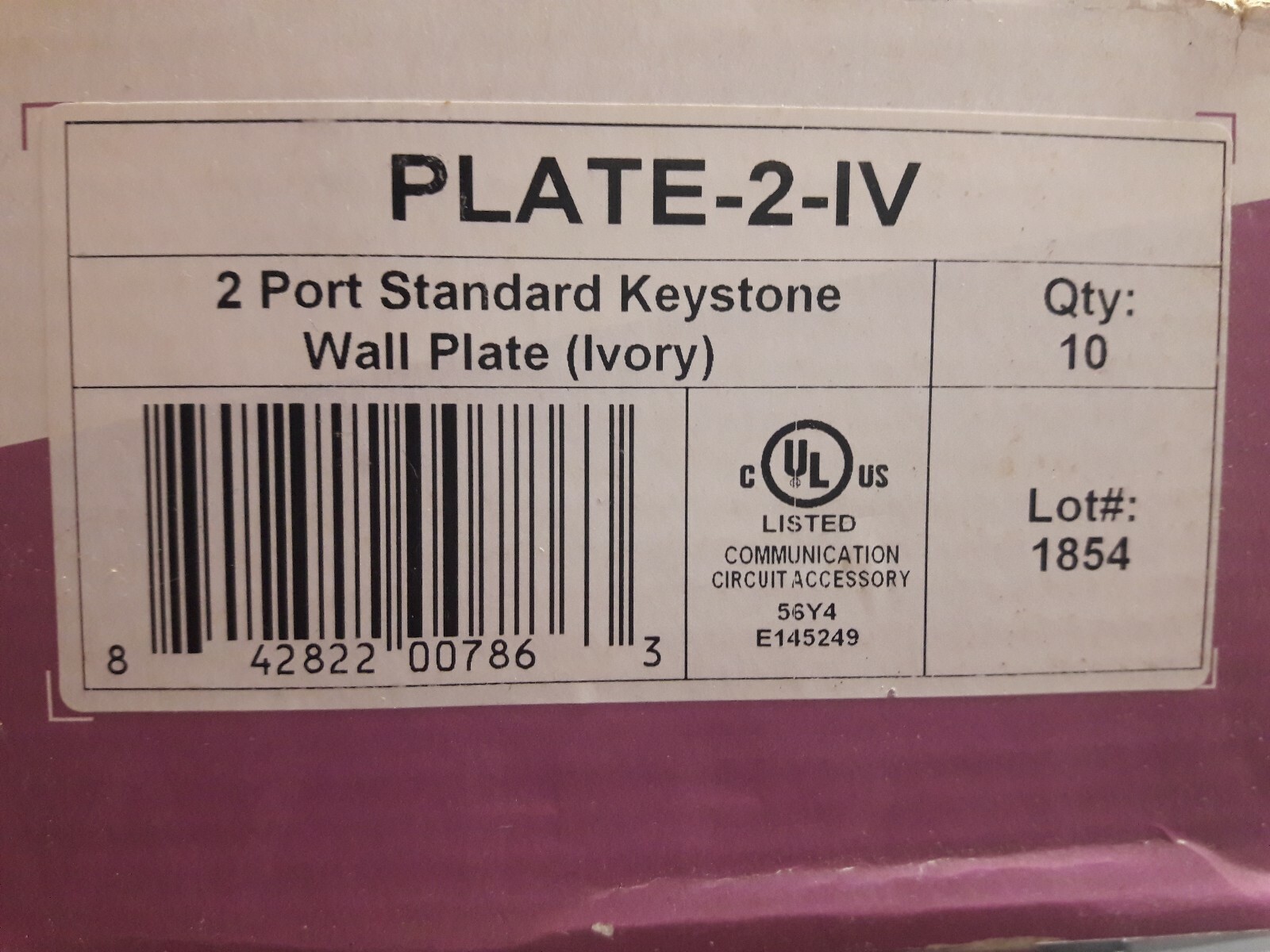 WIREPATH 2 PORT IVORY WALL PLATES 10 PACK