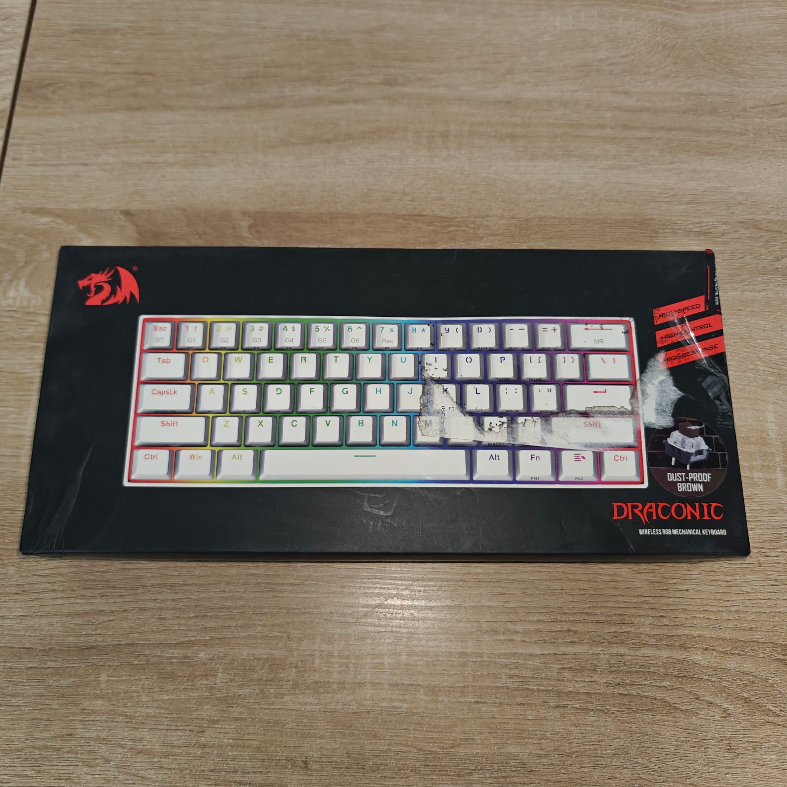 Redragon K530W-RGB White Compact Mechanical Wired USB-C Keyboard, English