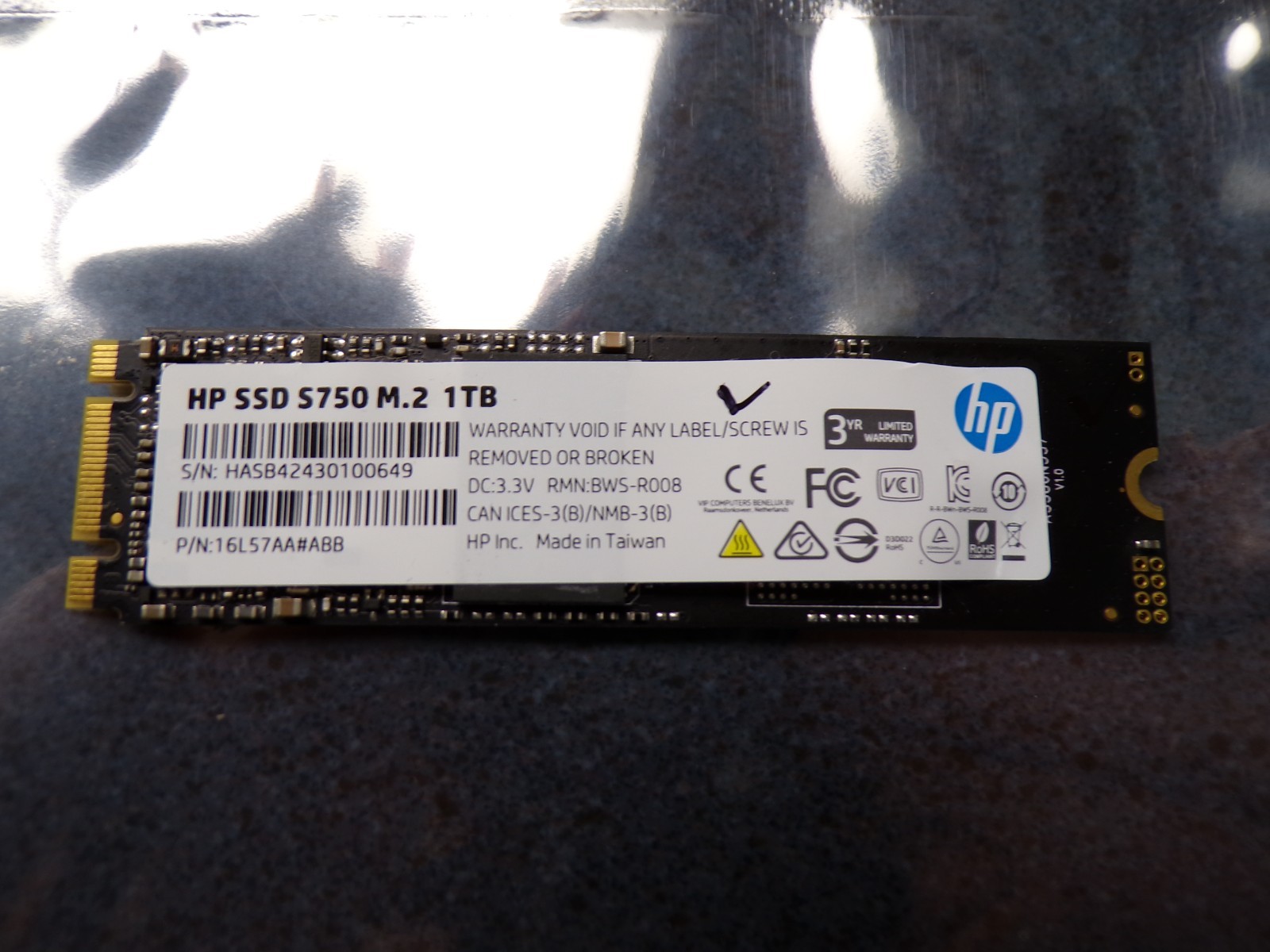1TB M.2 SATA SSD  HP S750 dbl notch type #2293