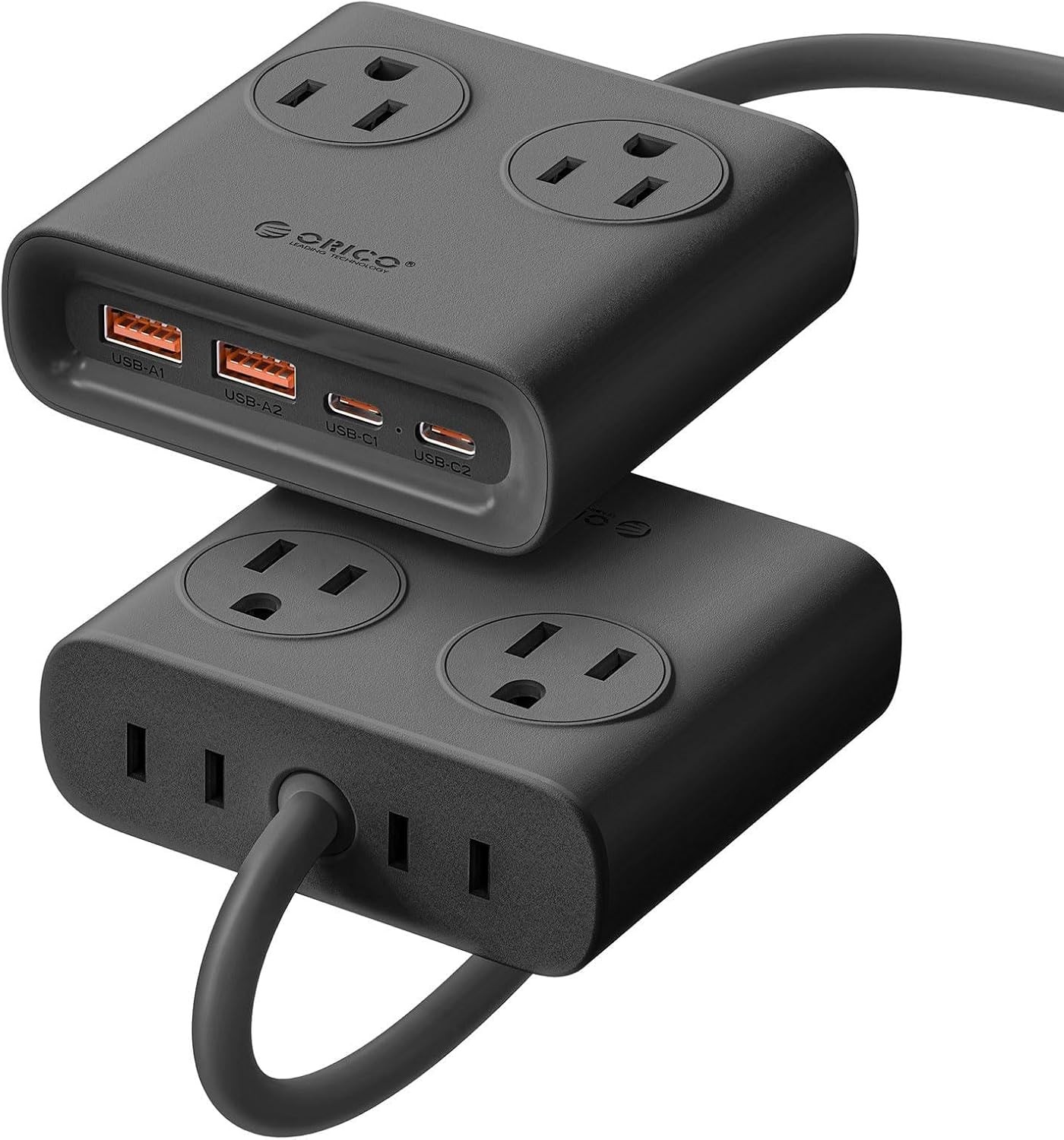 ORICO Extension Cord 4 AC +2 USB-A +2 Power Brick 25W Power Strip Power Brick US