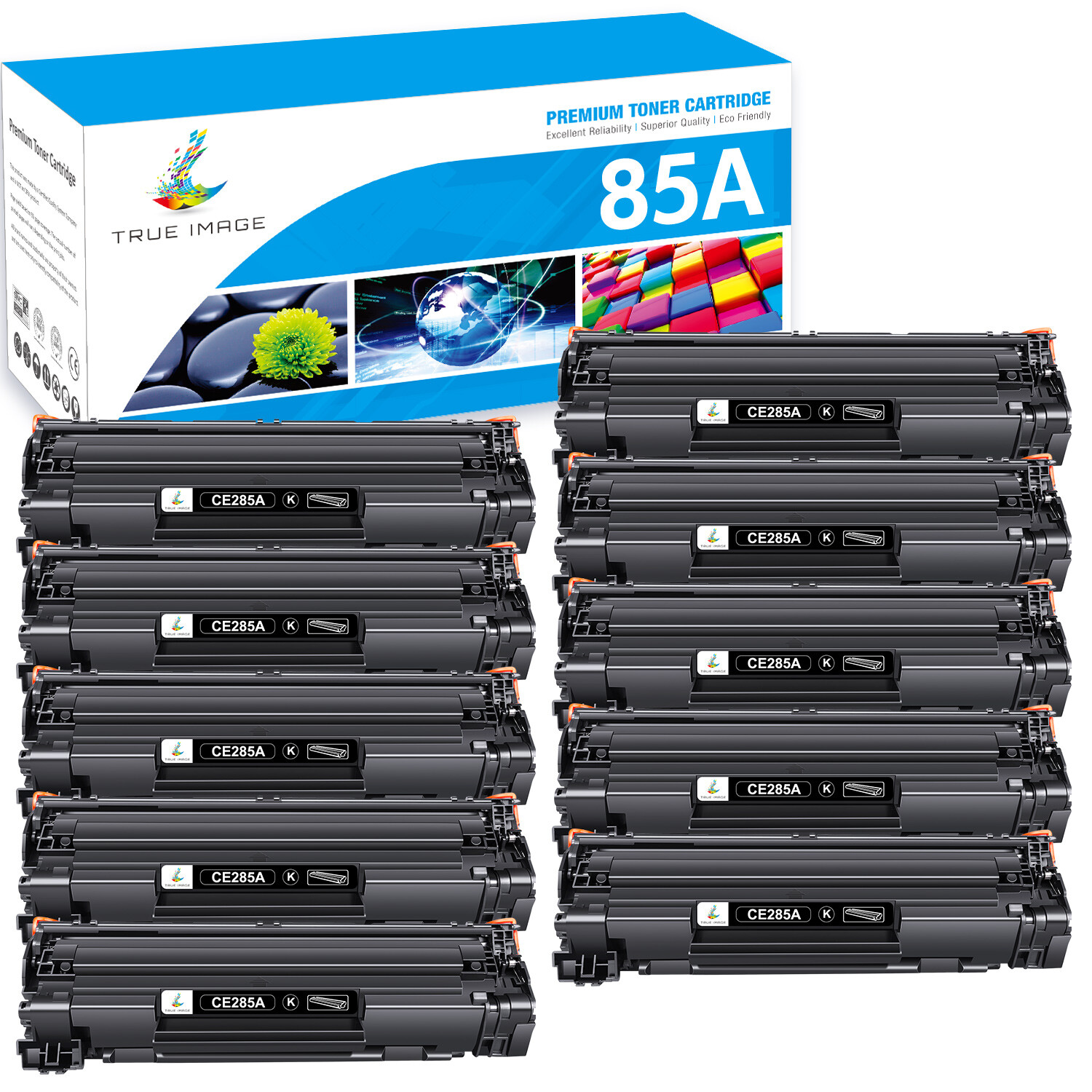 10x Black CE285A 85A Toner Cartridge for HP LaserJet M1217nfw M1212nf P1102w