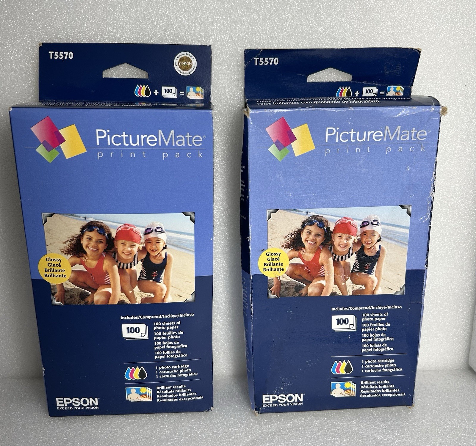 Lpt Of 2 NEW Epson PictureMate Print Inkjet Cartridge 100 Glossy Paper 02/2018