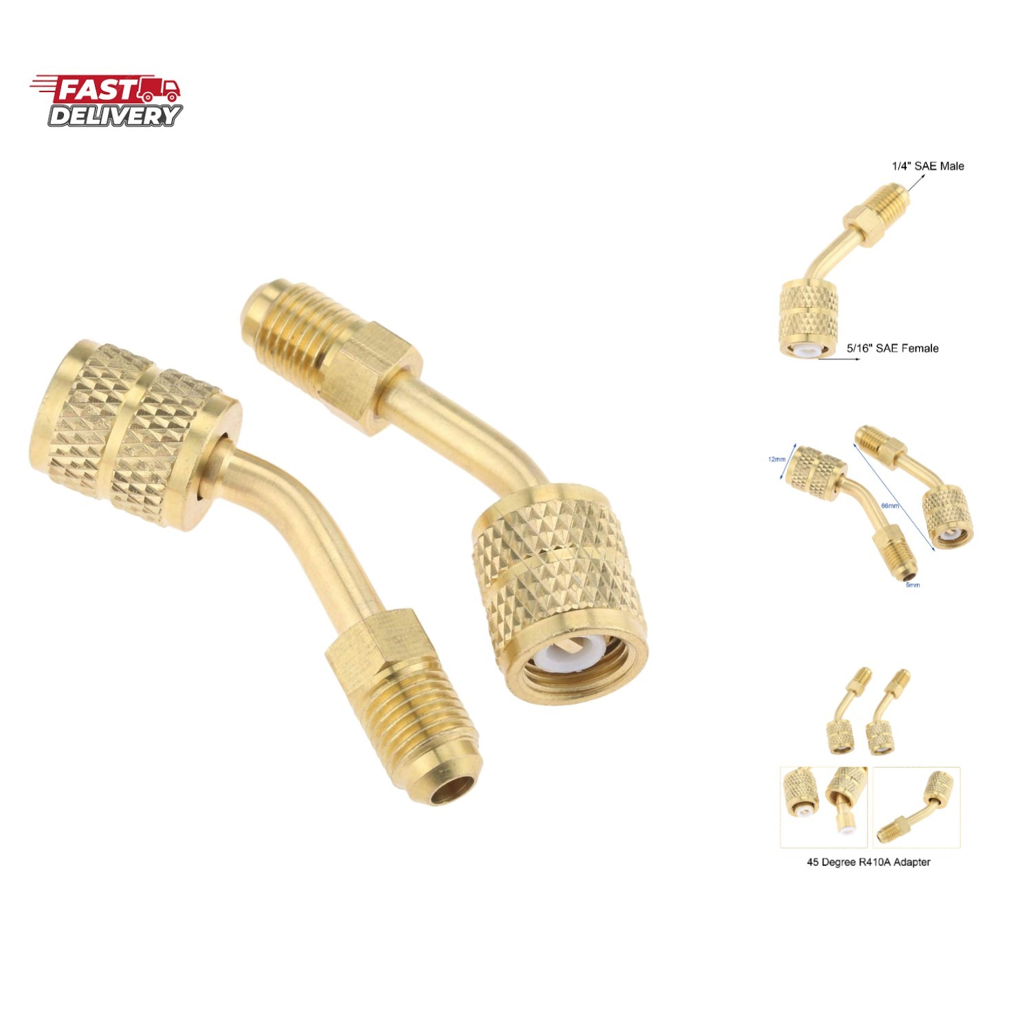 R410a Adapter 5/16 Female, 1/4 Male SAE Swivel Adapter Fits for Mini Split Sy...