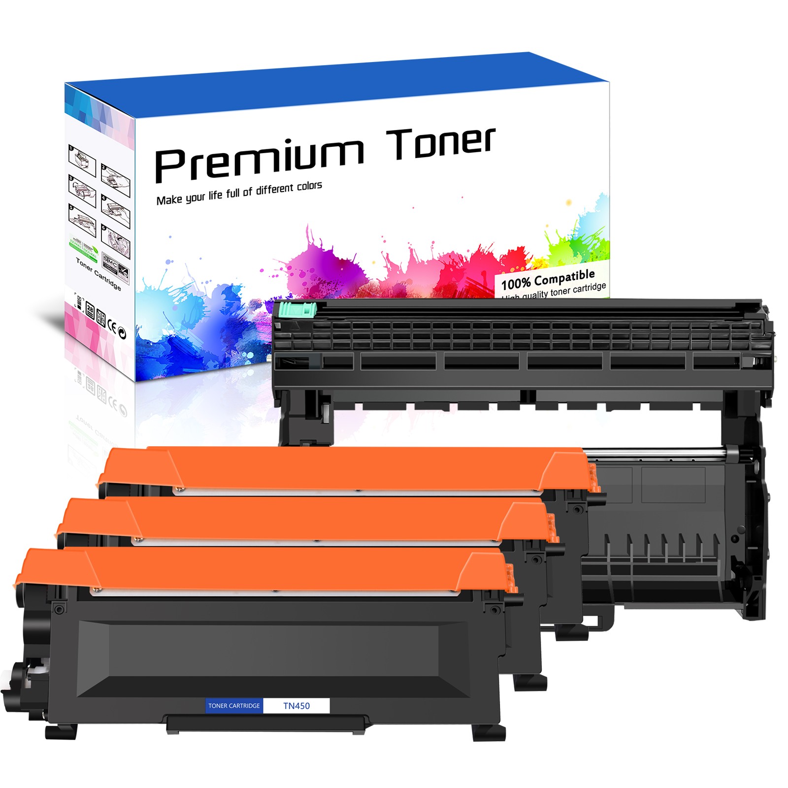 3PK TN450+1PK DR420 BK Toner Cartridge for Brother HL-2250DN HL-2270DW HL-2280DW