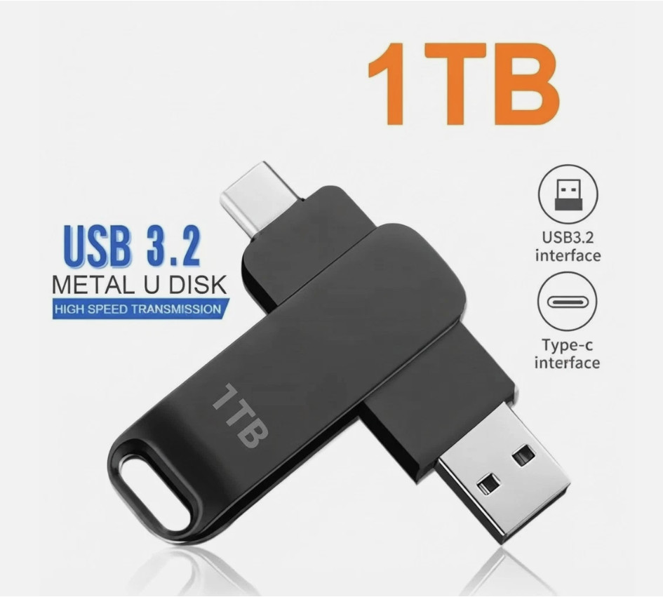 16TB USB 3.2 Type-C OTG Flash Drive 16TB Pen Drive High Speed Metal USB Stick US