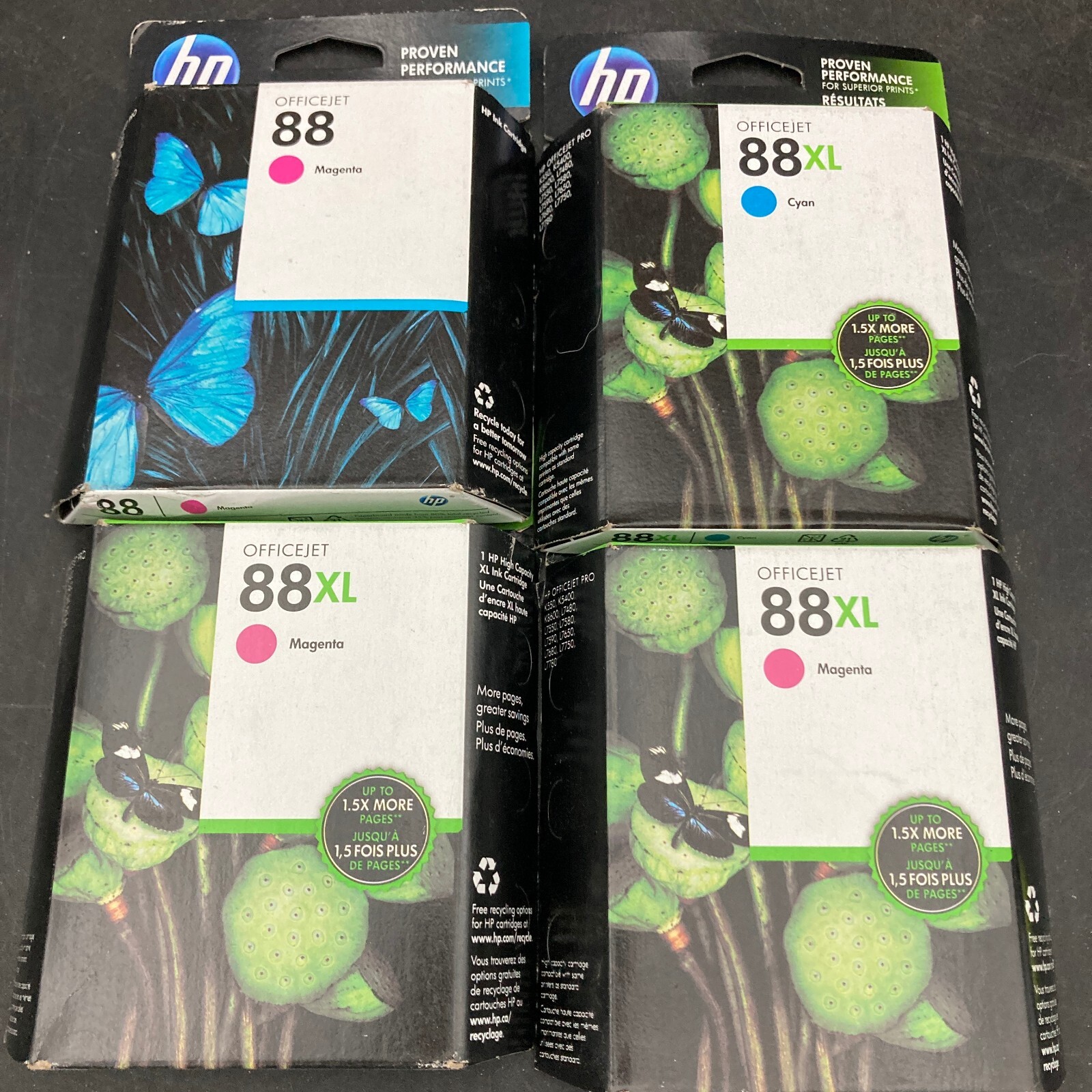 Three Genuine HP 97 Magenta and One HP 88 Yellow InkJet Cartridges NEW Exp 14/16