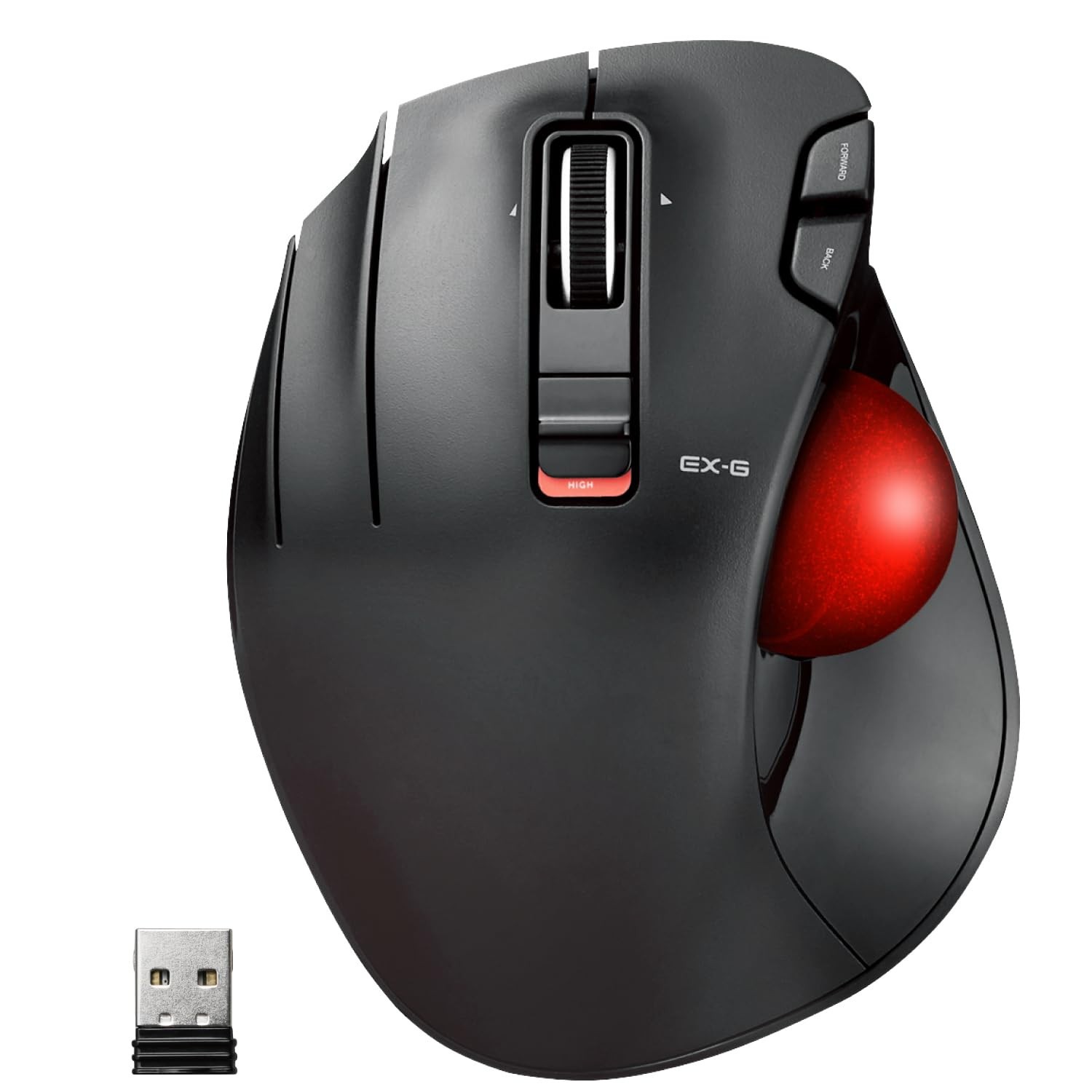 ELECOM EX-G Left Handed Trackball Mouse  2.4 GHz USB Wireless  Ergonomic  Thumb