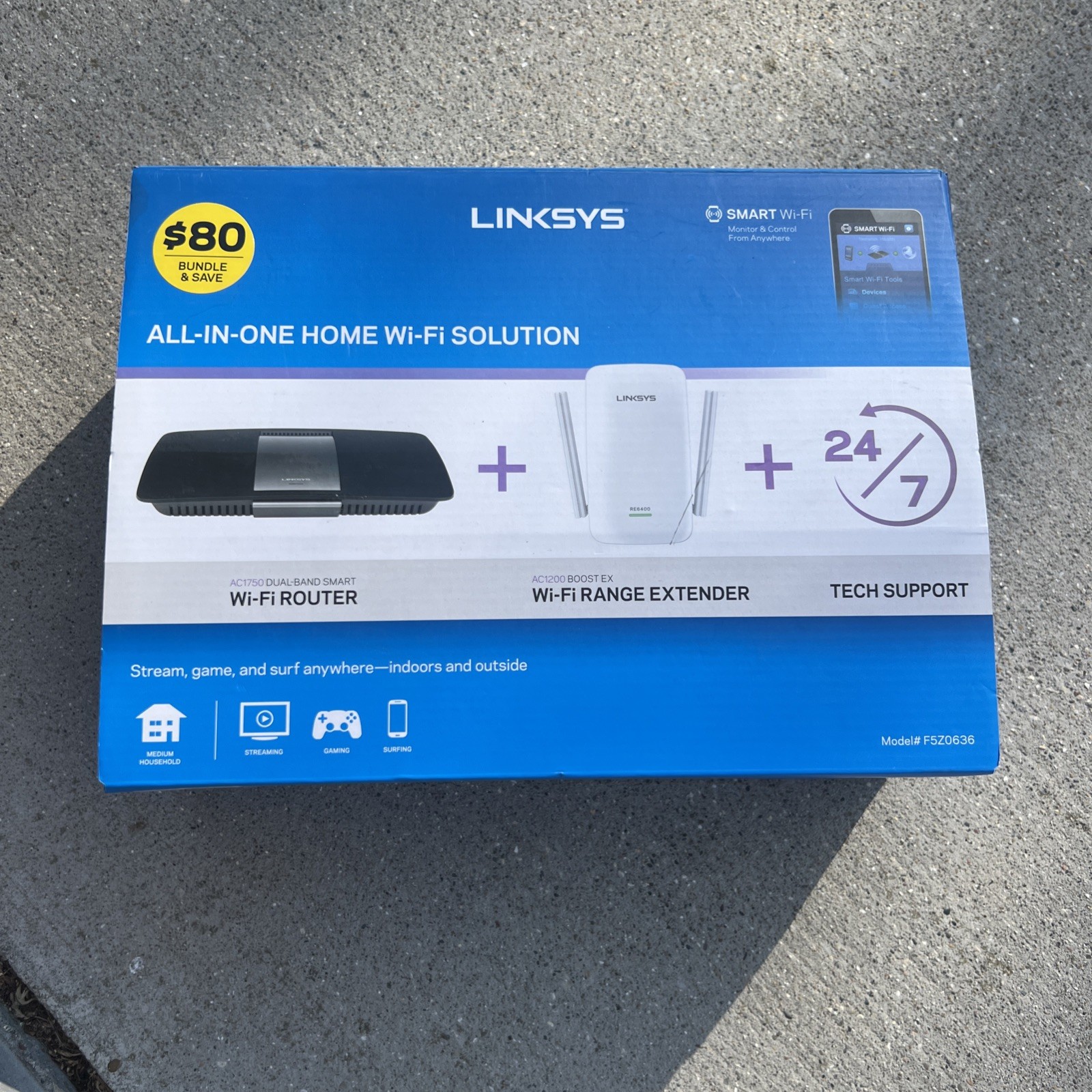 Linksys F5Z0636 All-in-One WiFi Solution w/ AC1750 Router & AC1200 Extender New