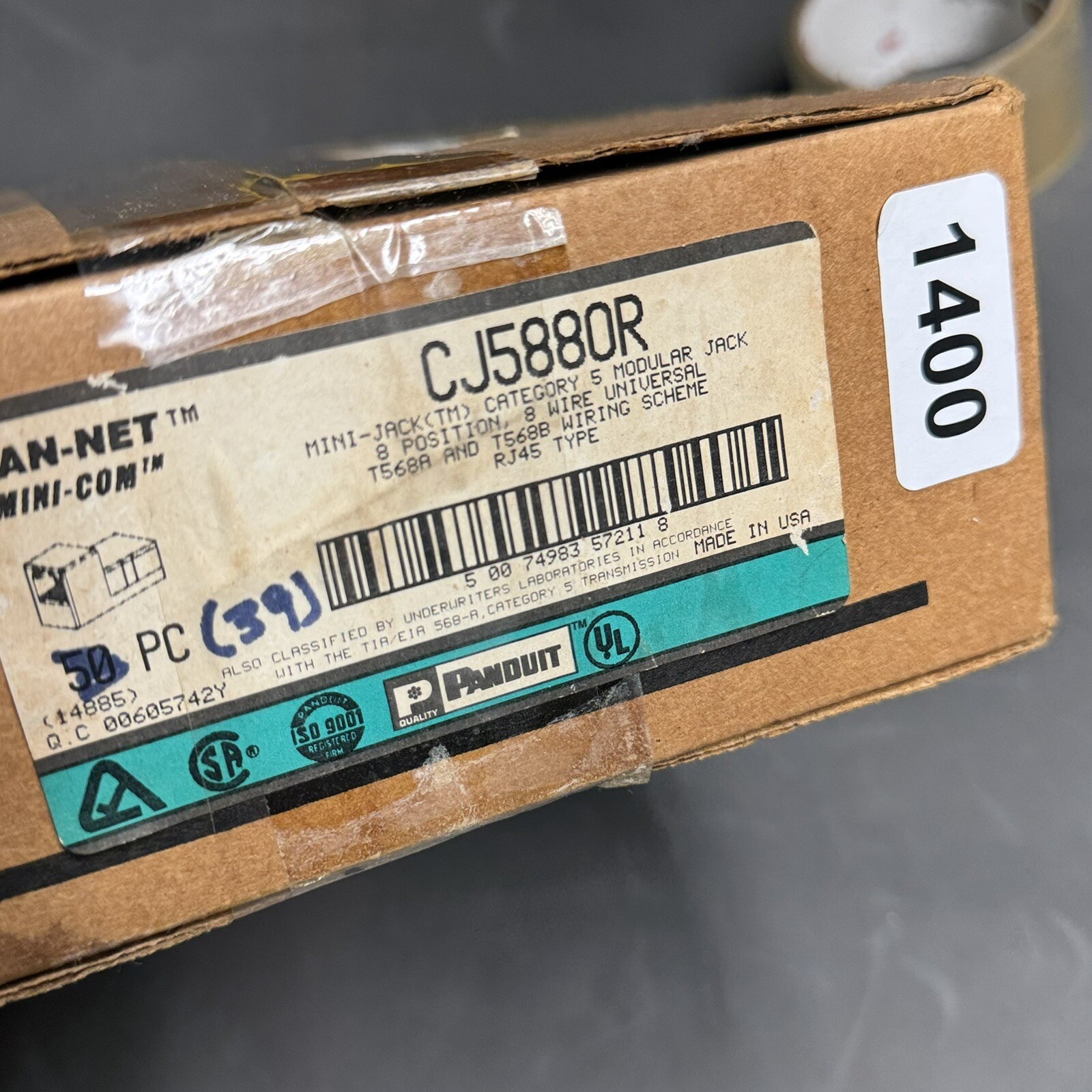 Panduit CJ5880R Cat 5 Orange 8 Position 8 Wire Mini Jack Wiring (39 Pc)