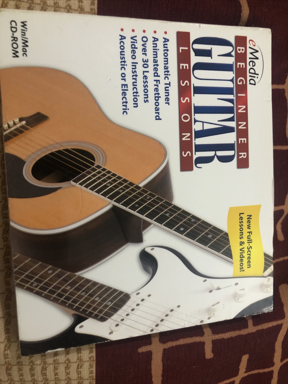 Beginner Guitar Lessons PC Mac CD ROM Acoustic Electric 30+ Lessons