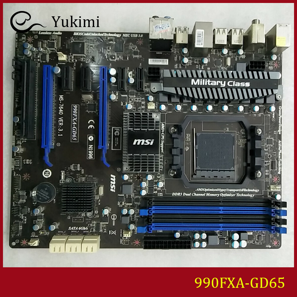FOR MSI 990FXA-GD65 DDR3 AMD 32GB AM3 ATX Motherboard Test OK
