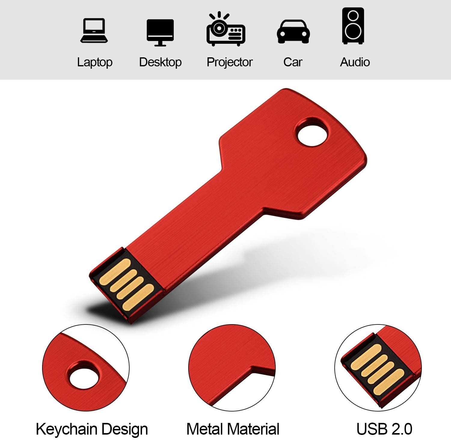 1/2/5 Pack Flash Drive Metal Thumb Drive Key Shape Design Drive Memory Stick LOT