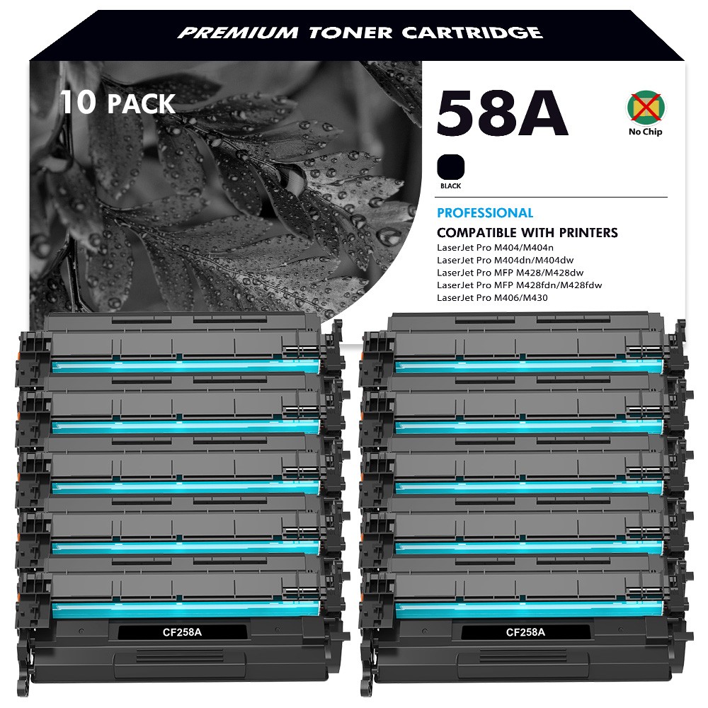 10 x CF258A 58A Toner for HP LaserJet Pro M304n M304dn M404n M404dw M406 No Chip