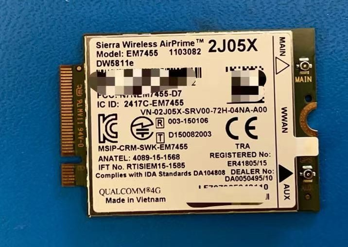 2J05X Dell Sierra Wireless DW5811E EM7455 Qualcomm WWAN NGFF Card REV A02