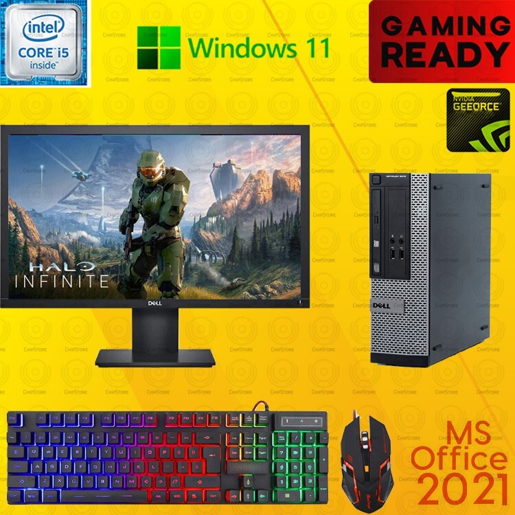 GTA5 Dell i5 Gaming Desktop PC Computer GT1030 Win11 16GB 1TB 22" LCD Office21
