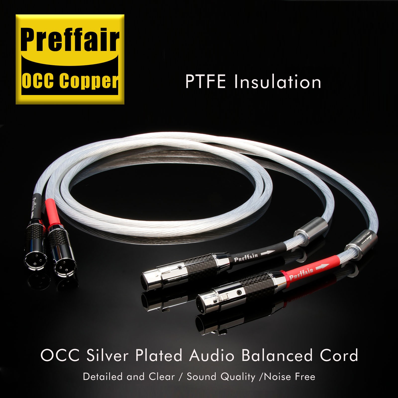 HIFI Upgrade XLR Cable OCC Silver Plated 3-Pin Male to Female Audiophile Grade