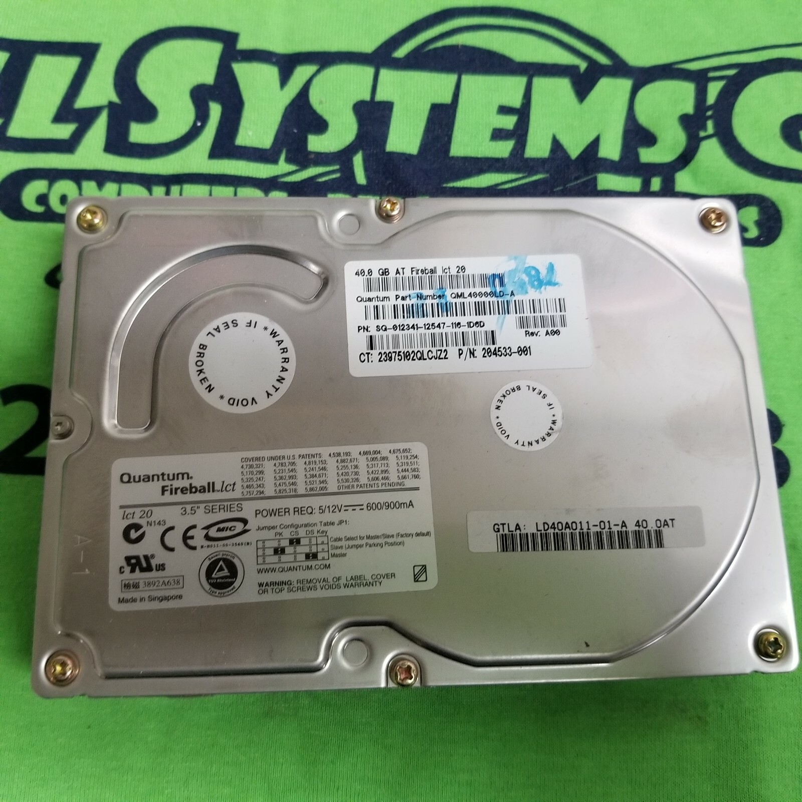 Quantum 40.0 GB AT Fireball IDE 3.5 Hard Drive QML40000LD-A GTLA LD40A011