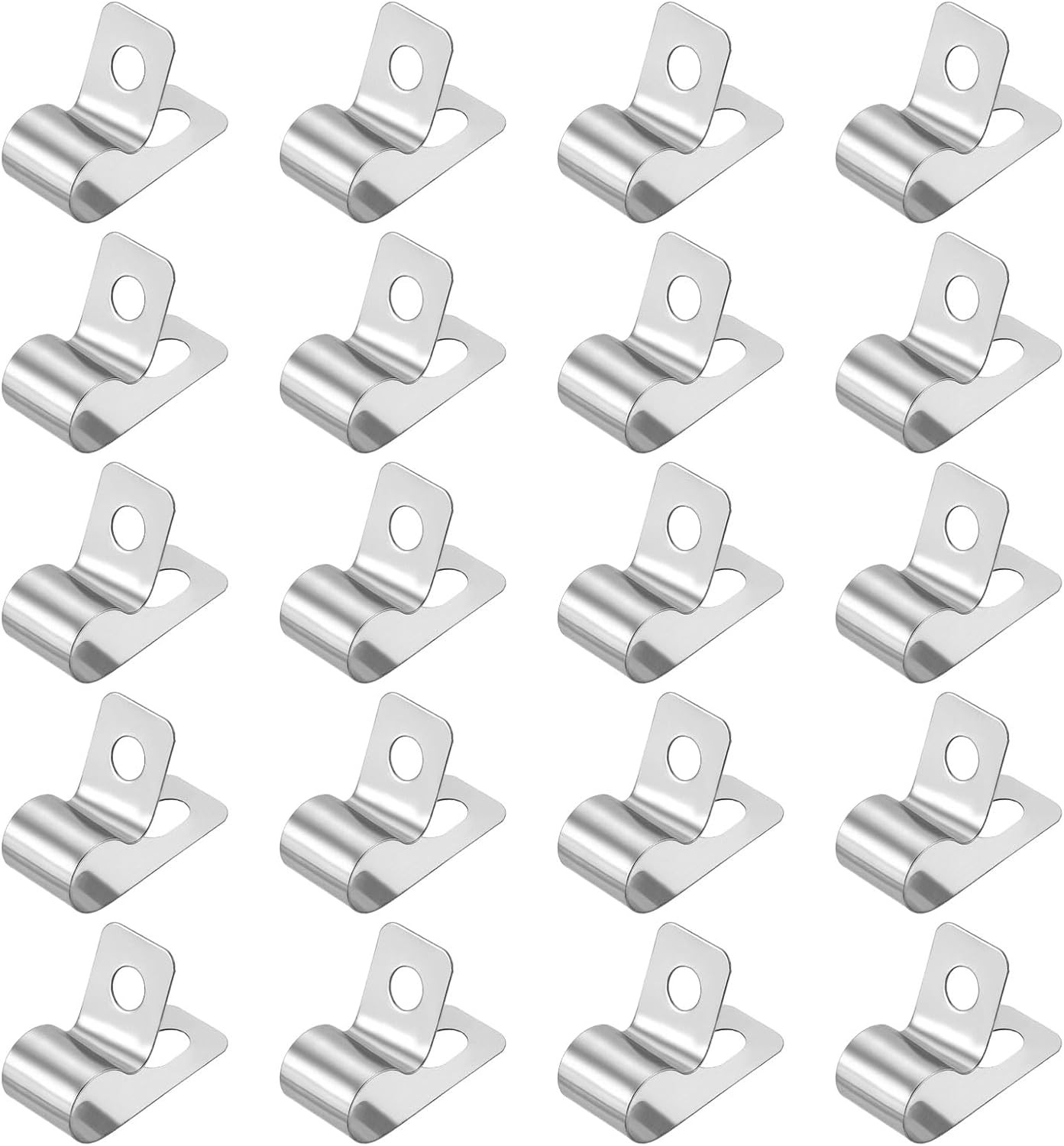 20 Pcs R-Type Cable Clamp 1/4" (7mm) 304 Stainless Steel Metal Wire Clip Fastene