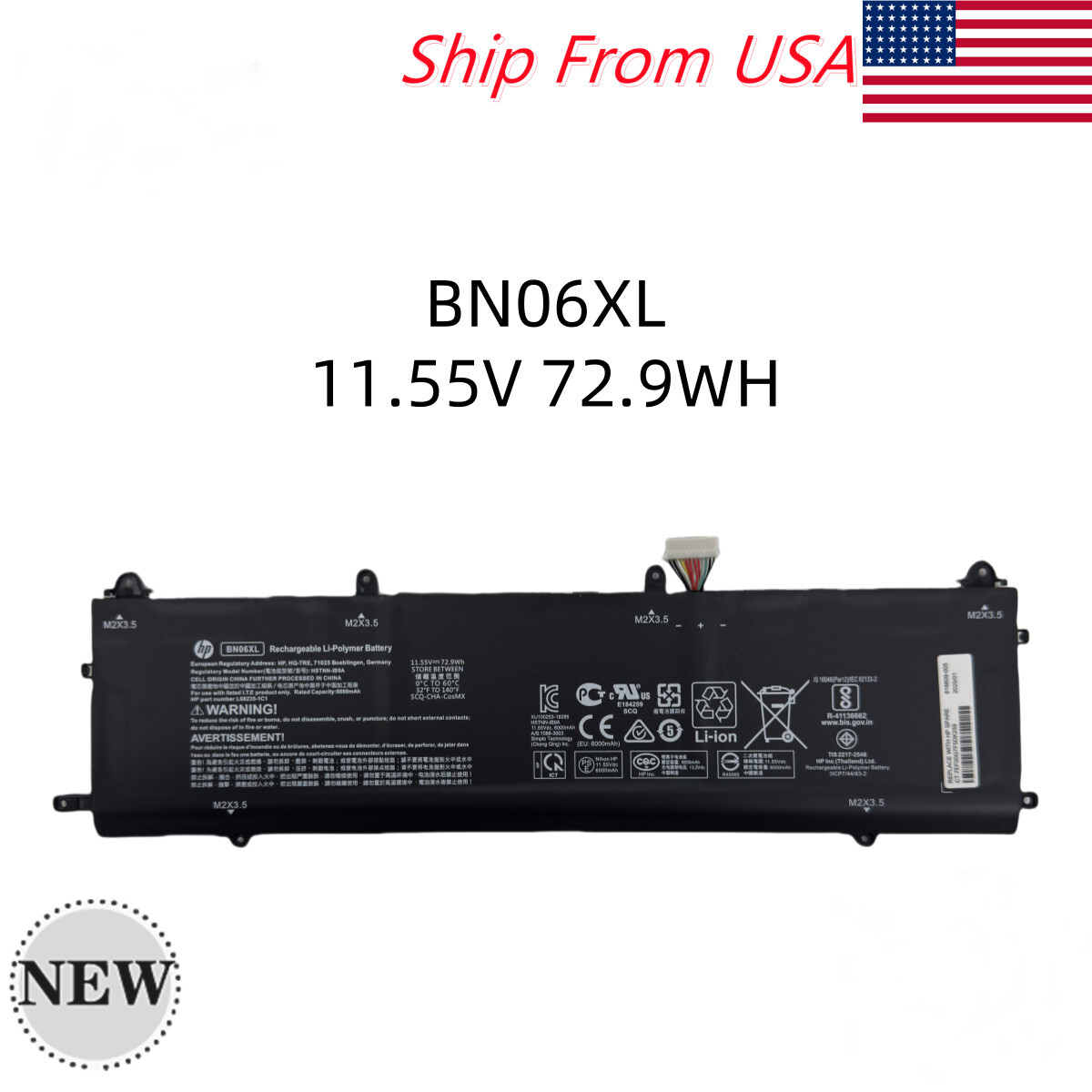 NEW OEM 72.9Wh BN06XL Battery for HP Spectre X360 15-EB L68235-1C1 L68299-005 US