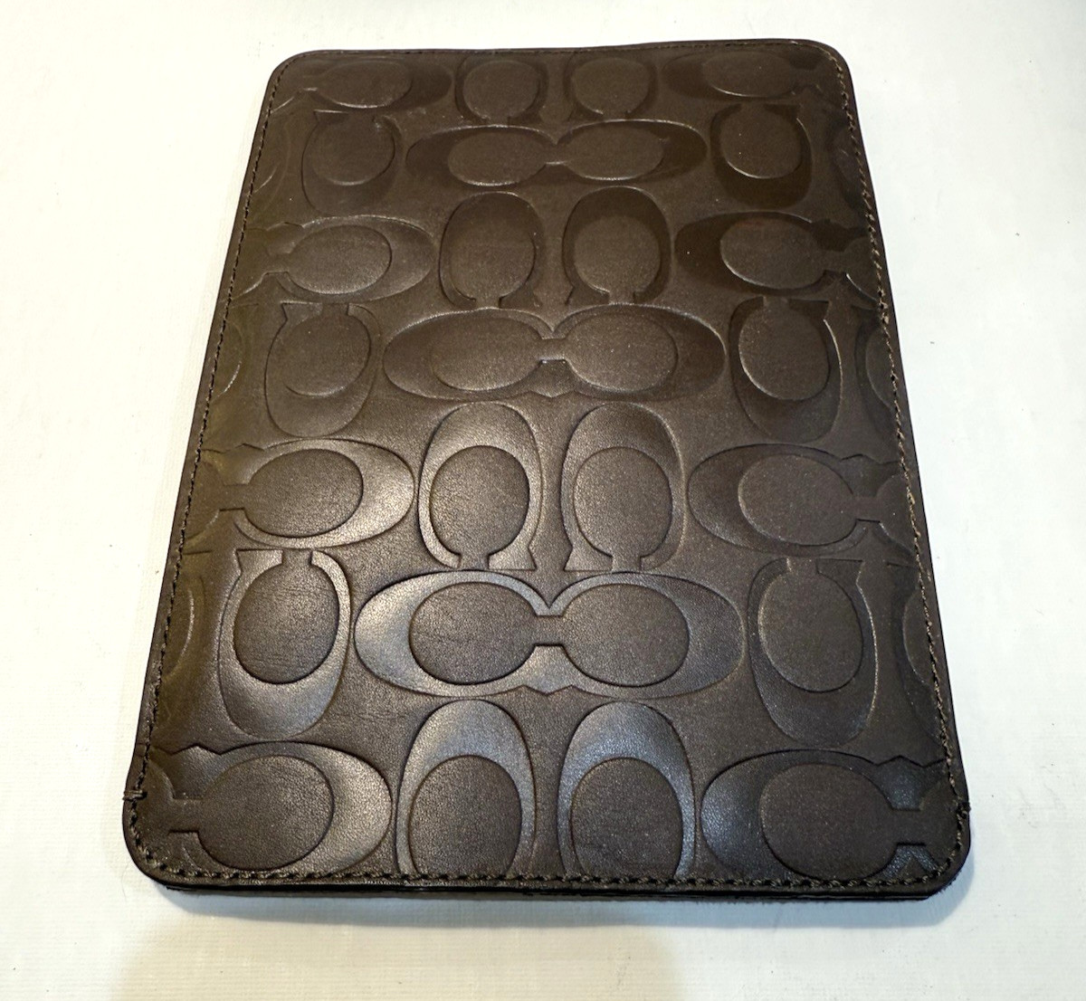 Vintage Coach Signature Embossed Leather Tobacco Tablet E-Reader Case 8”