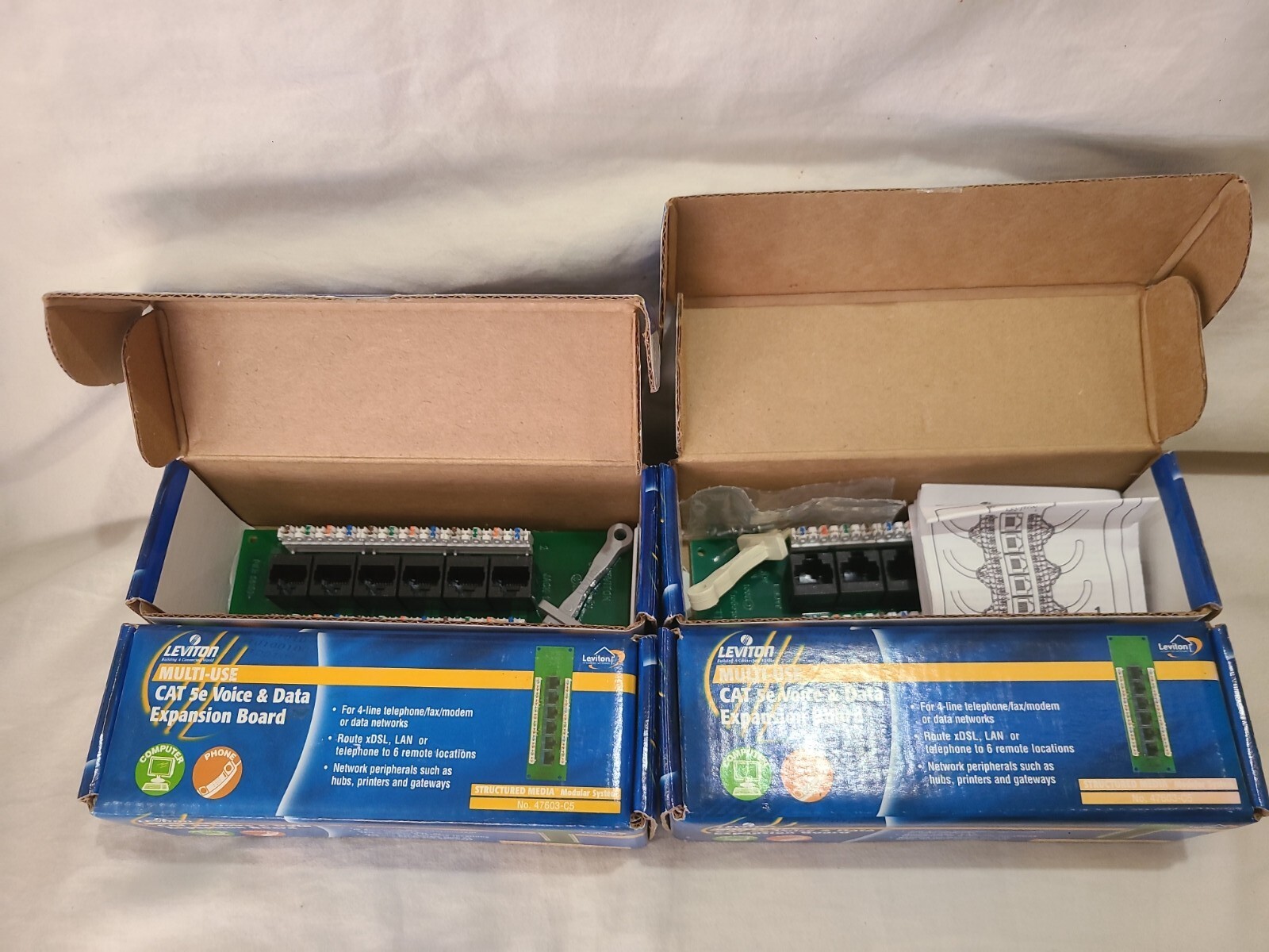 4 Leviton Media Cat5e Voice & Data Module Board 47603-C5 