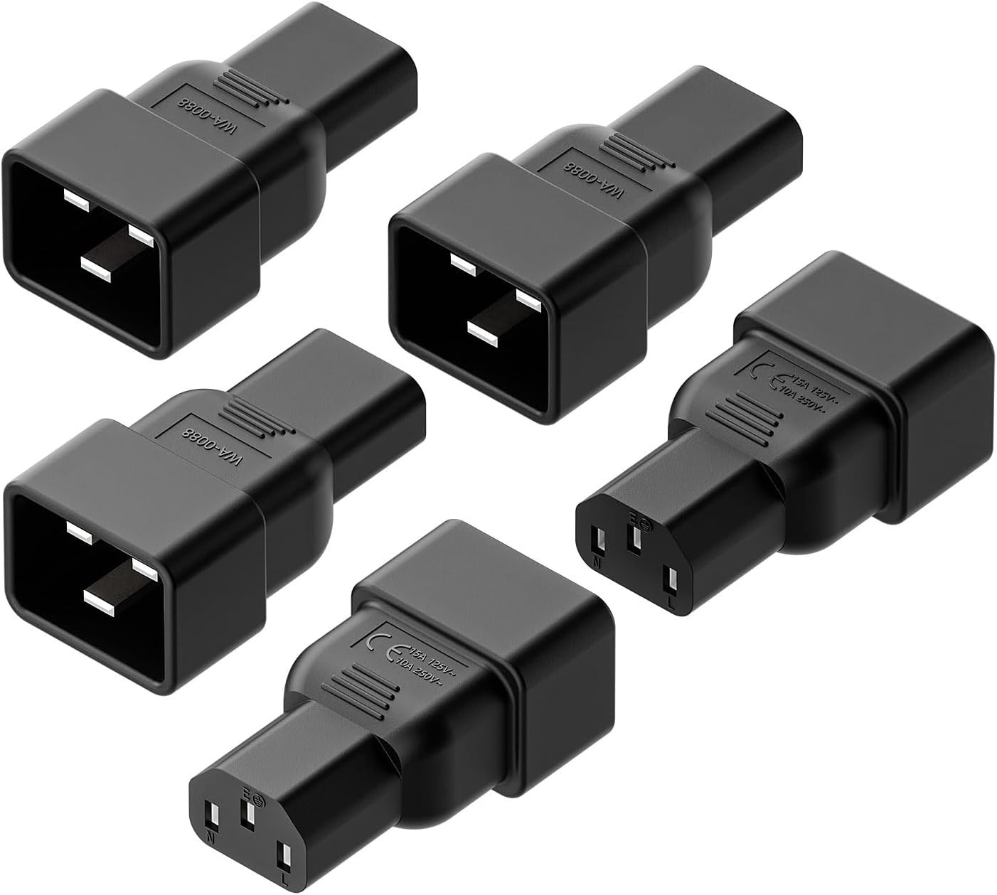 5 PACK IEC 320 C13 to C20 AC Adapter, IEC 15A to 10A,16A to 10A AC Converter,C20